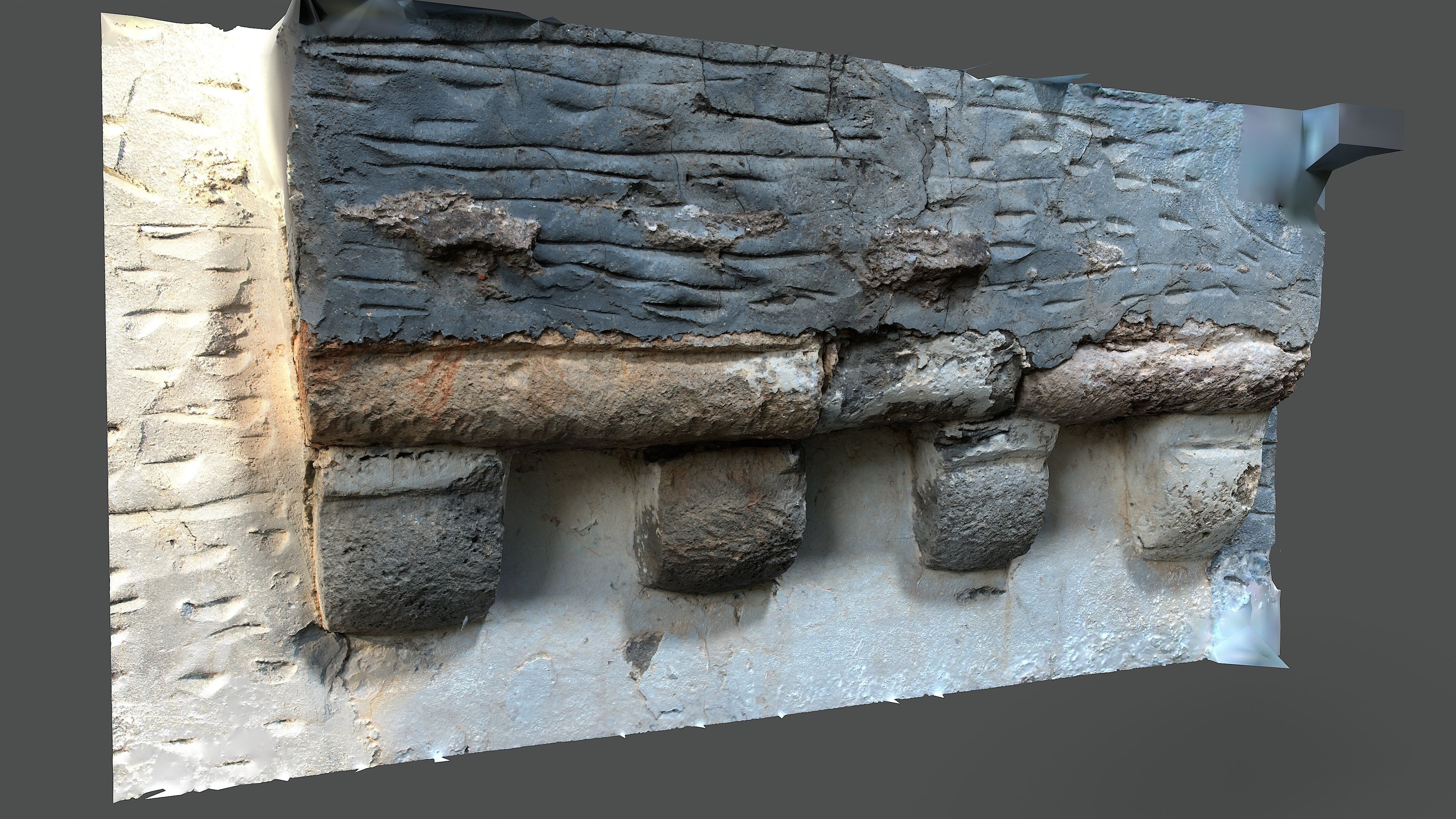 Abandoned House Ruined Part Scan - Fireplace Backwall 03 3D model_8