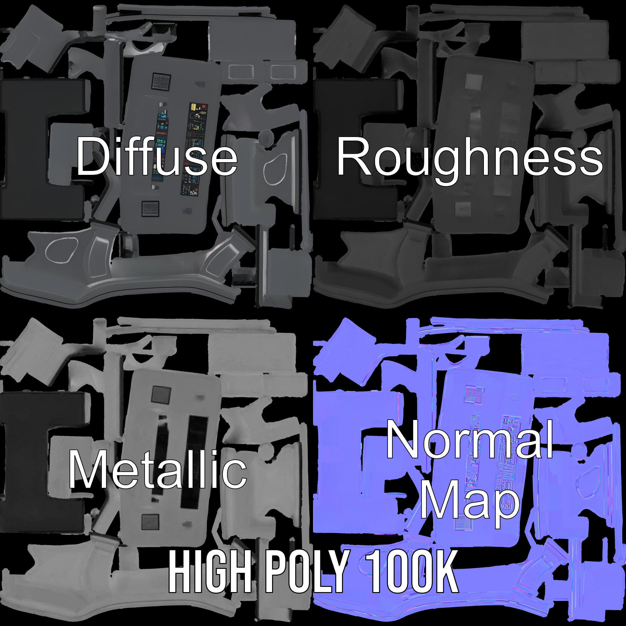 Futuristic Control Desk model pack with PBR Textures Low-poly 3D model_3