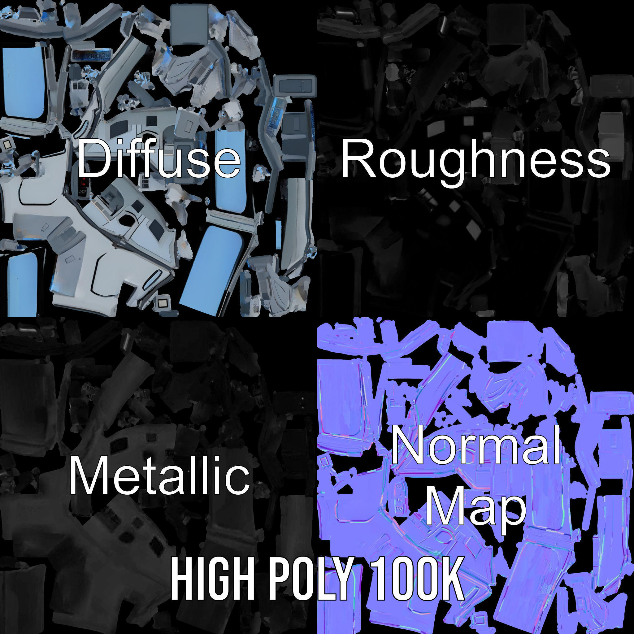 Futuristic Control Station Model Pack with Interactive Displa... Low-poly 3D model_3