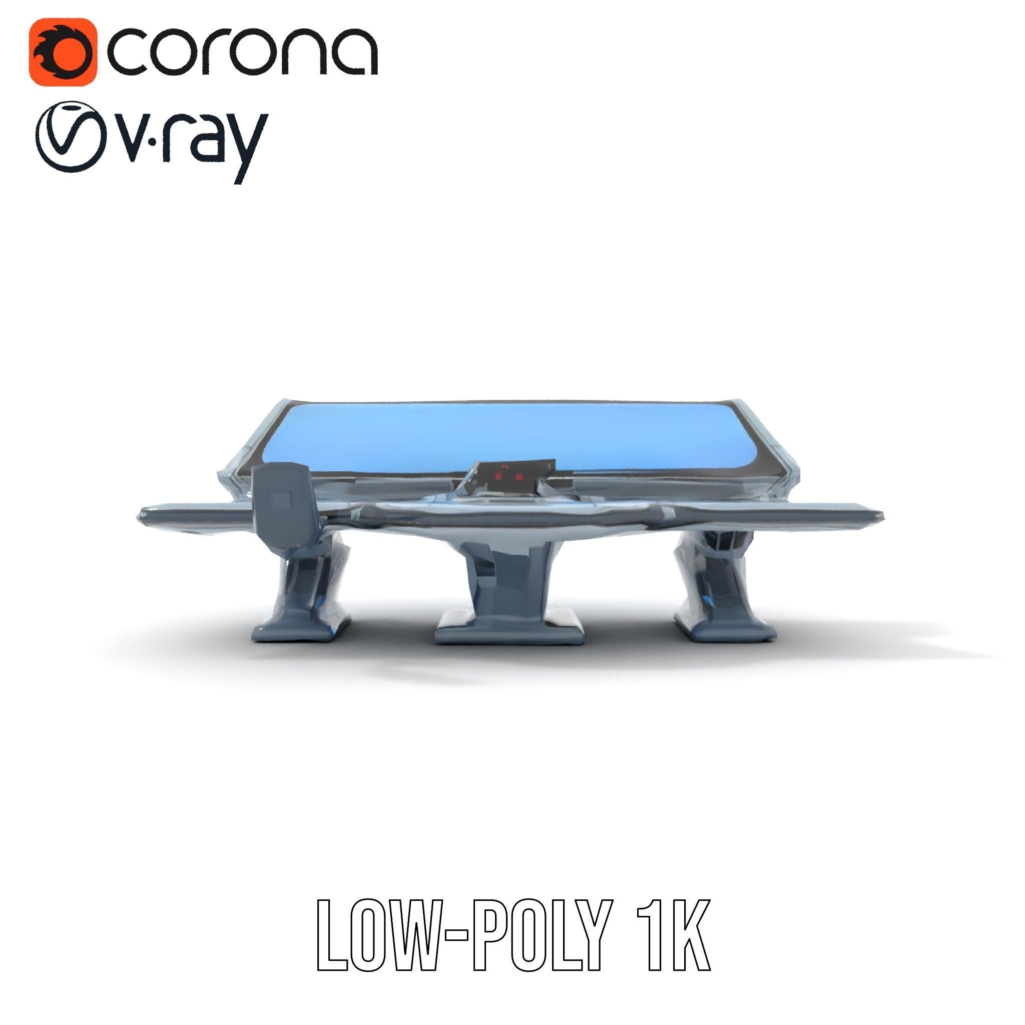 Futuristic Control Station Model Pack with Interactive Displa... Low-poly 3D model_9