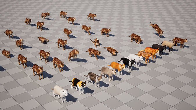 Cats Pack Low-poly 3D model