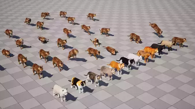 Cats Pack Low-poly 3D model