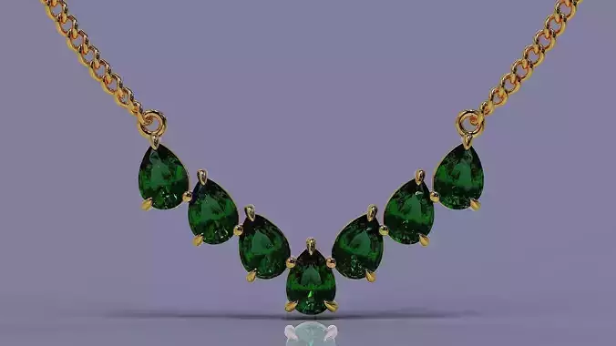 Prong set pear cut diamond necklace