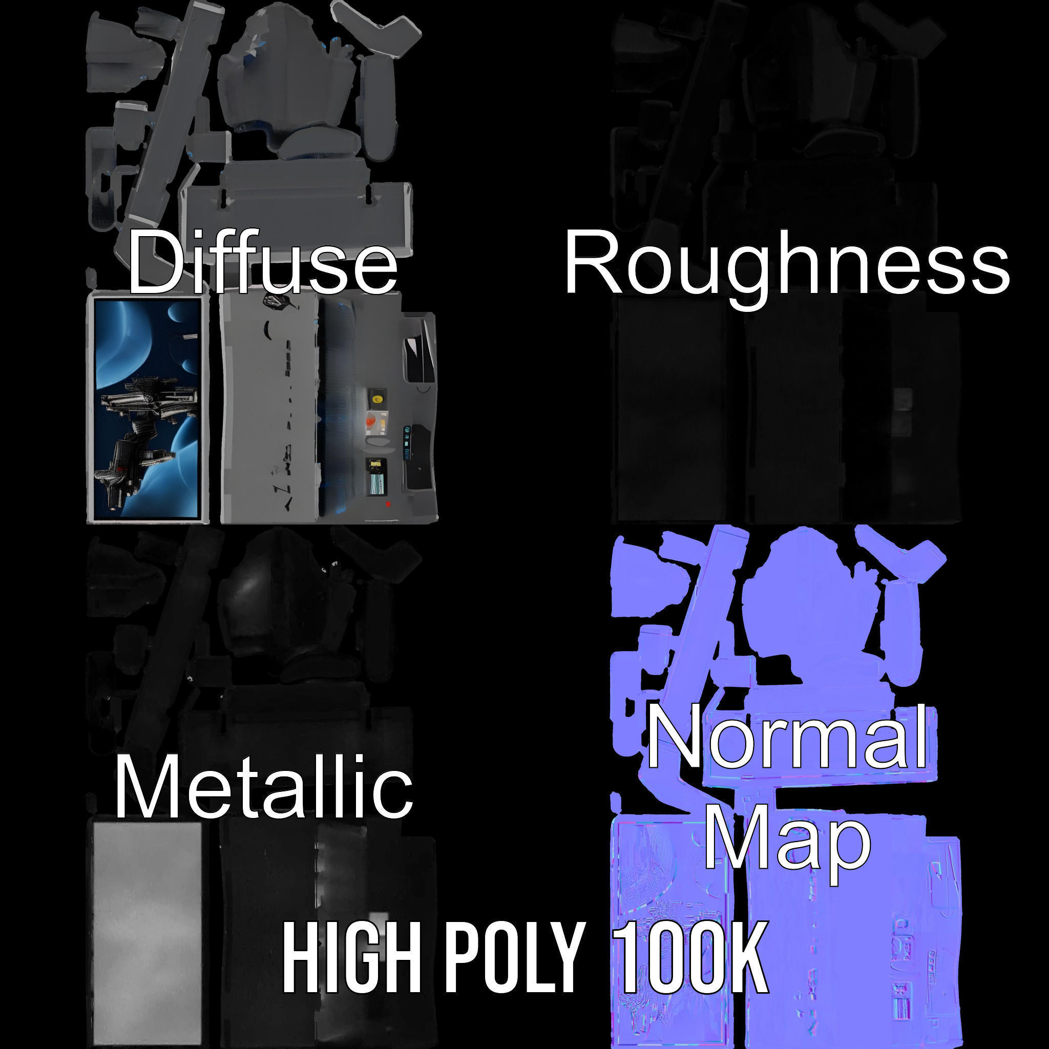 Futuristic Interactive Display Table Model Pack Low-poly 3D model_3