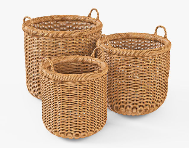 Wicker Basket 7 Toasted Oat Color 3D model