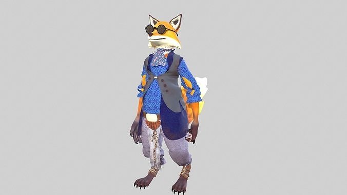 Mr Fox Animated Low-poly 3D model