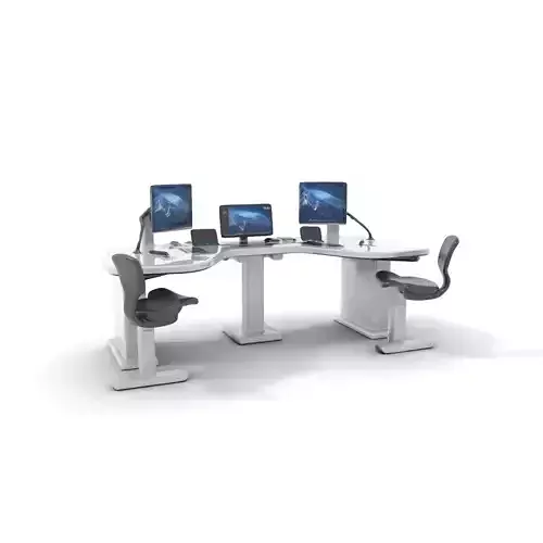Modern Office Desk with Chairs and Monitors model pack Low-poly 3D model