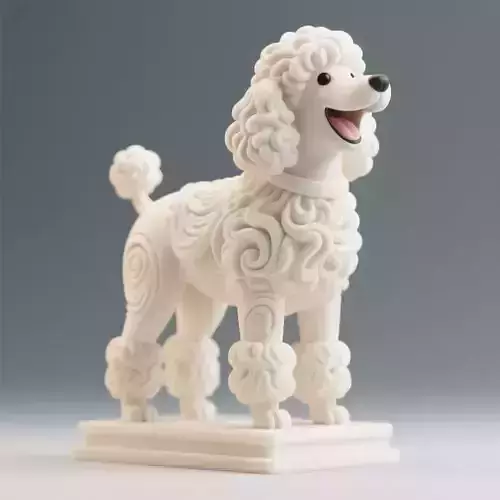 1510Laughing Poodle Totem Full Body Colorful 3D Model