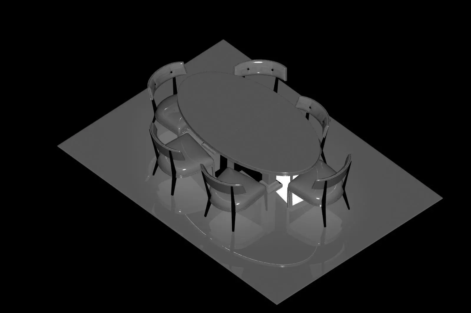 Table and Chairs Free 3D model_0