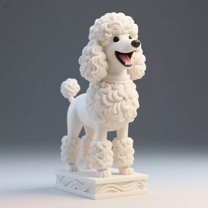 1511Laughing Poodle Totem Full Body Color  3D Model 3D print model_0