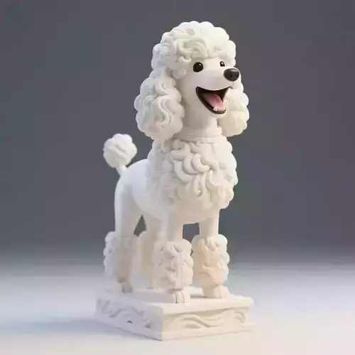 1511Laughing Poodle Totem Full Body Color  3D Model