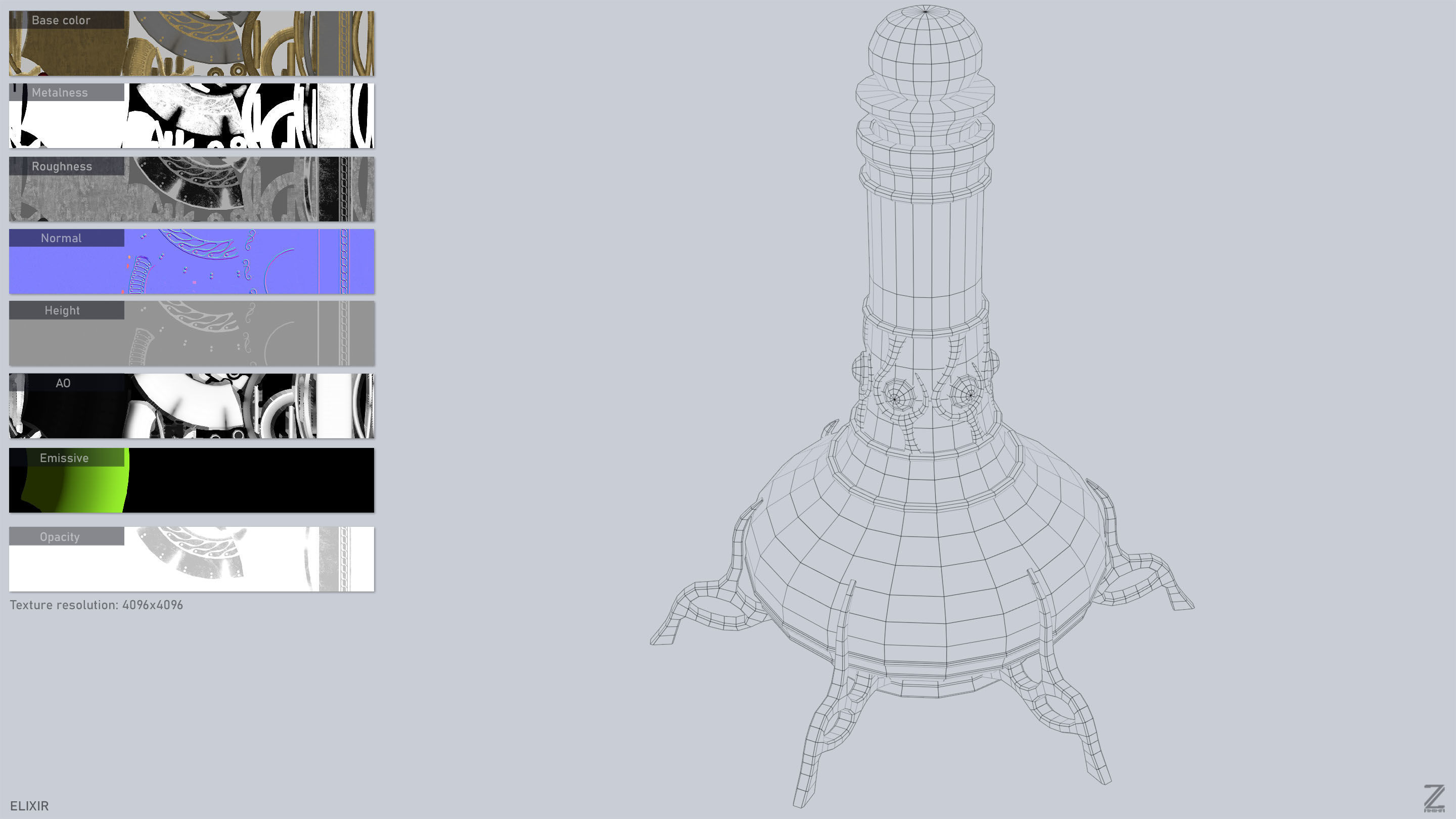 Elixir Low-poly 3D model_3