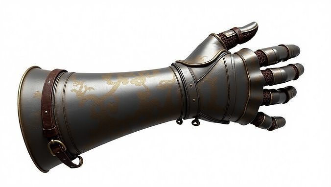 Medieval Knight Gauntlet 3D Model - Ornate Dragon Design Low-poly 3D model