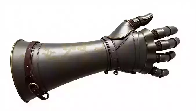Medieval Knight Gauntlet 3D Model - Ornate Dragon Design Low-poly 3D model