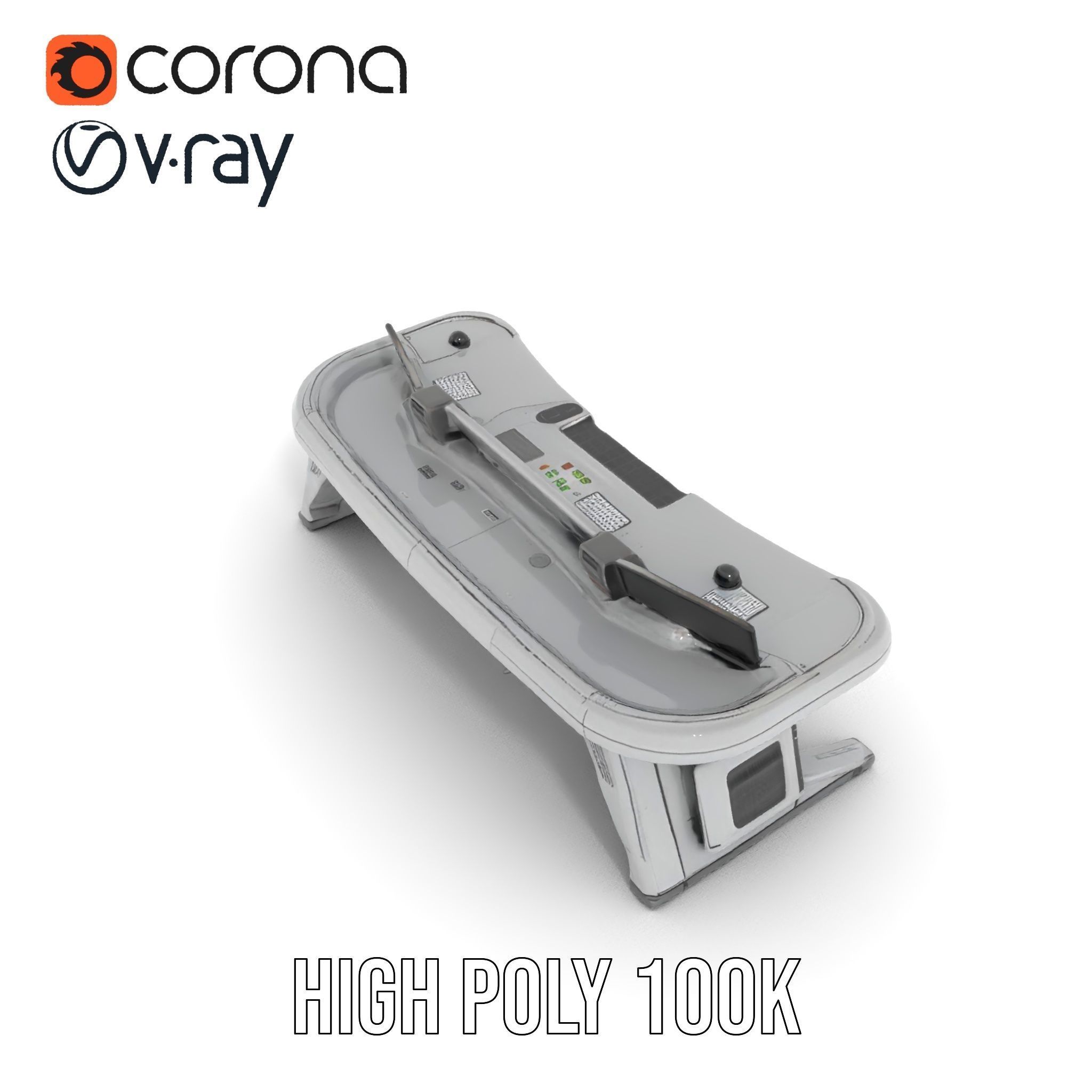 Futuristic Control Desk Model Pack with Integrated Screens Low-poly 3D model_29