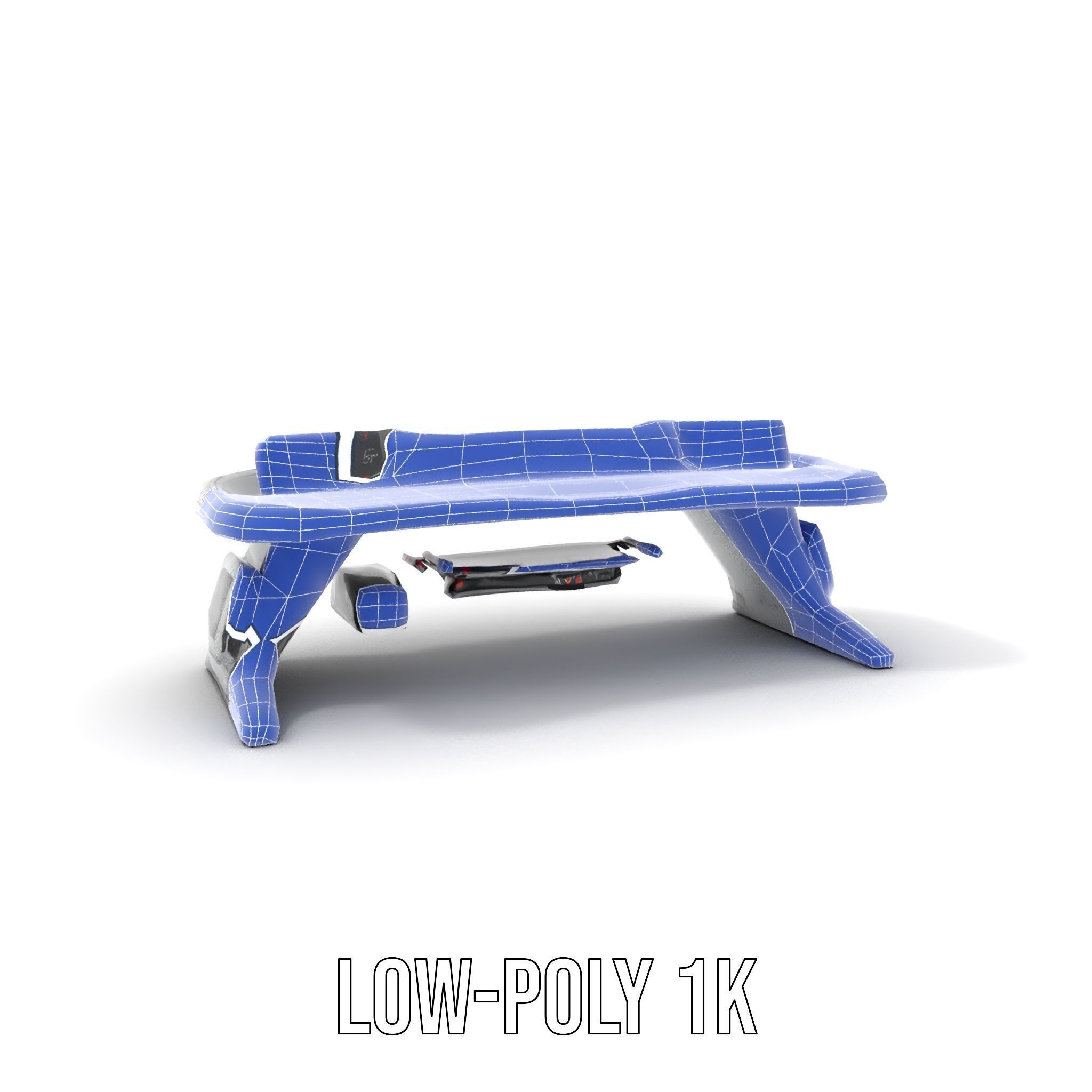 Futuristic Control Desk Model Pack with Integrated Screens Low-poly 3D model_23