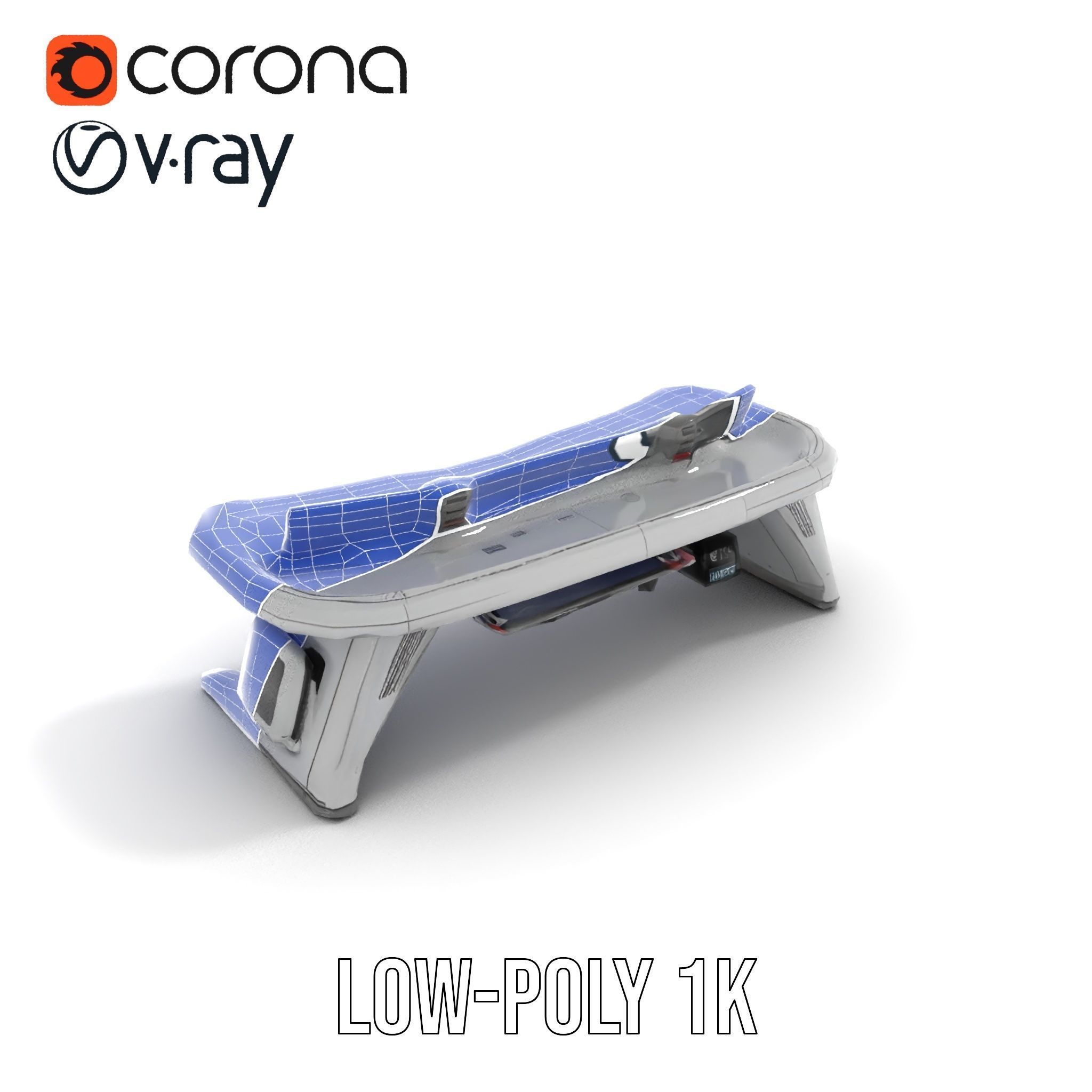 Futuristic Control Desk Model Pack with Integrated Screens Low-poly 3D model_18