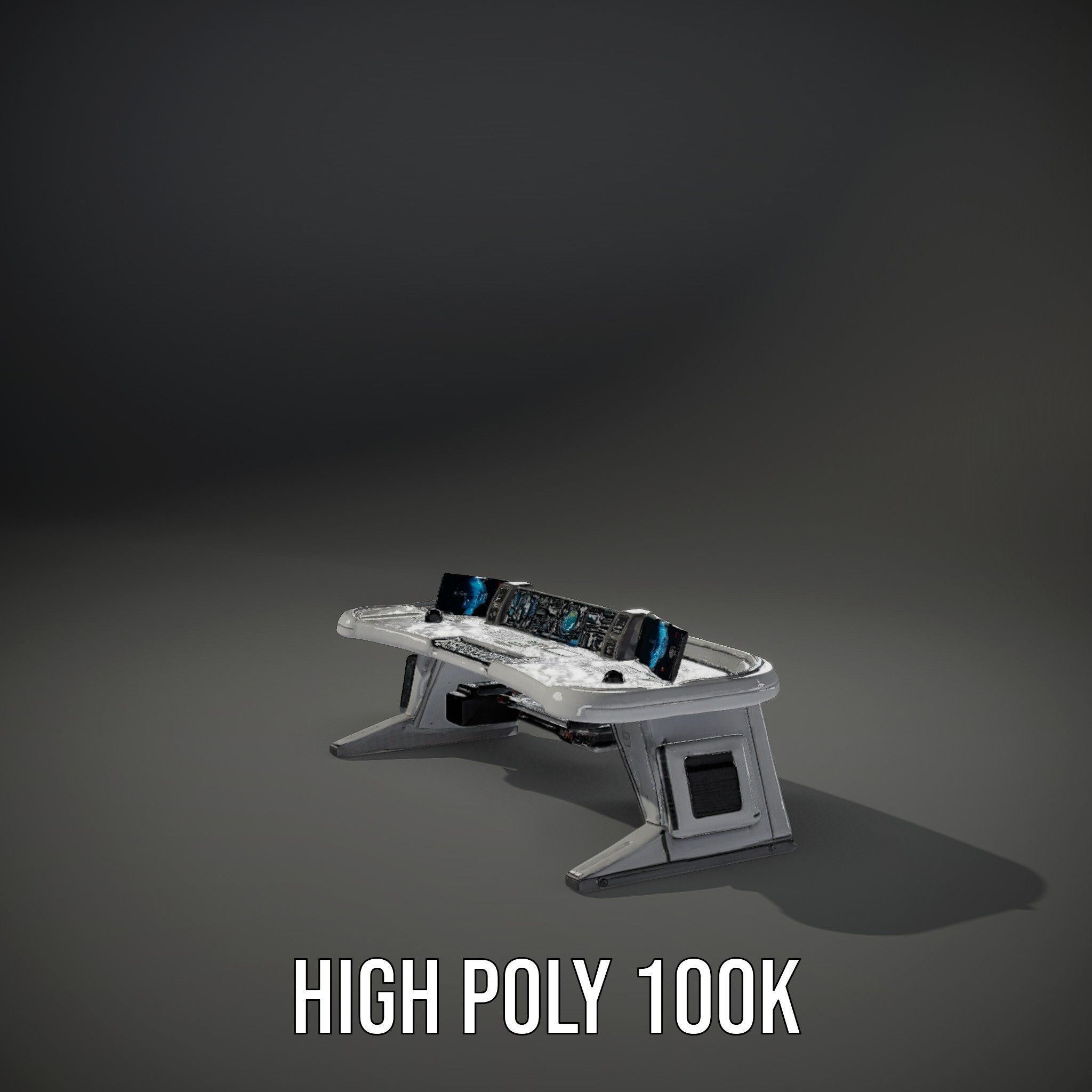 Futuristic Control Desk Model Pack with Integrated Screens Low-poly 3D model_11