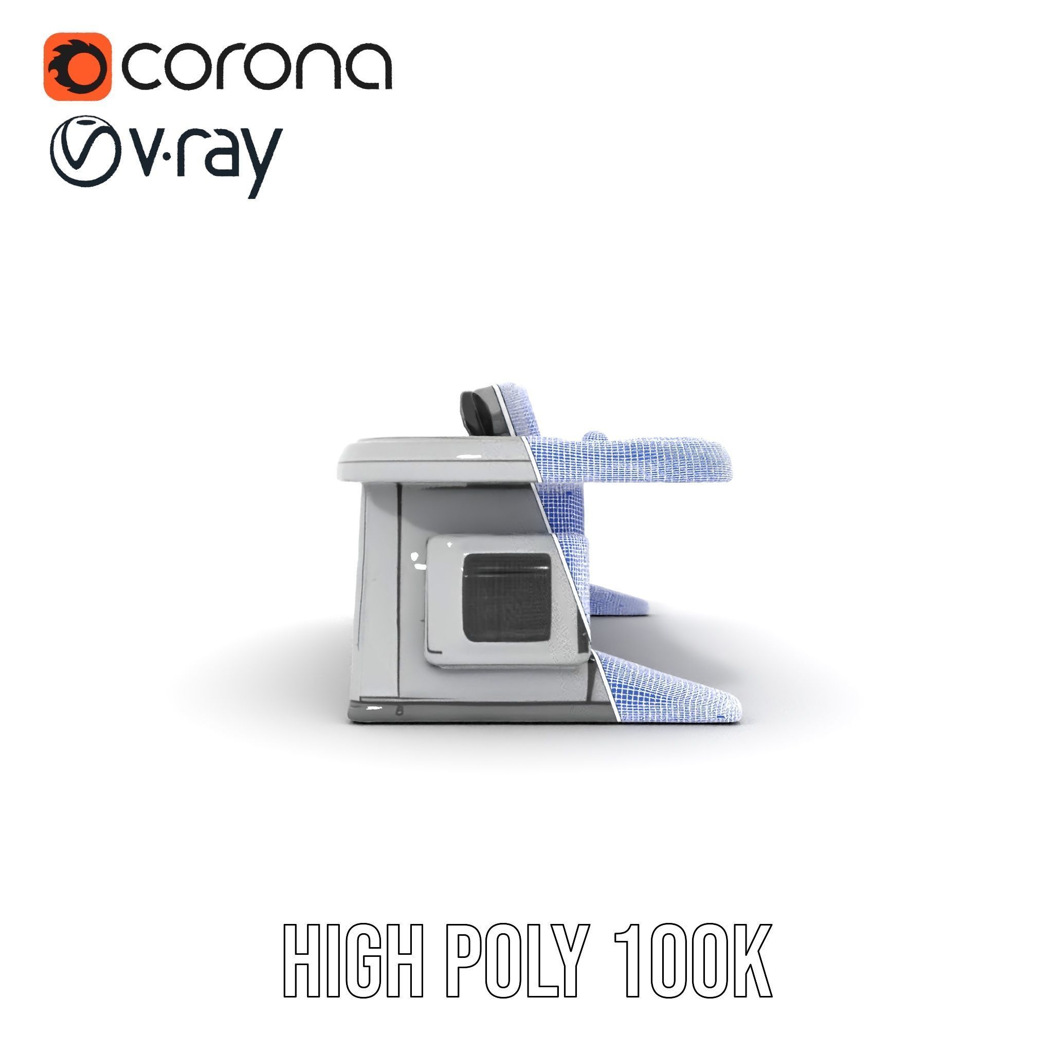 Futuristic Control Desk Model Pack with Integrated Screens Low-poly 3D model_32