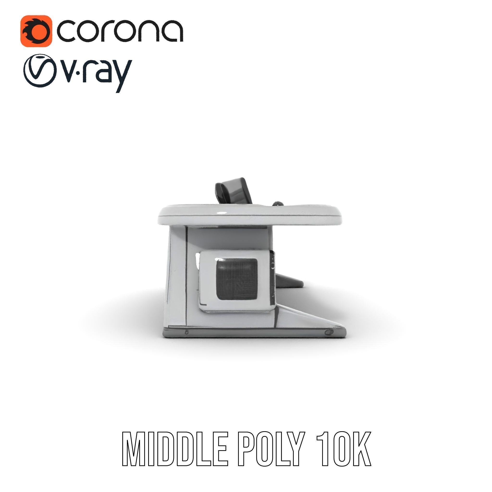 Futuristic Control Desk Model Pack with Integrated Screens Low-poly 3D model_14