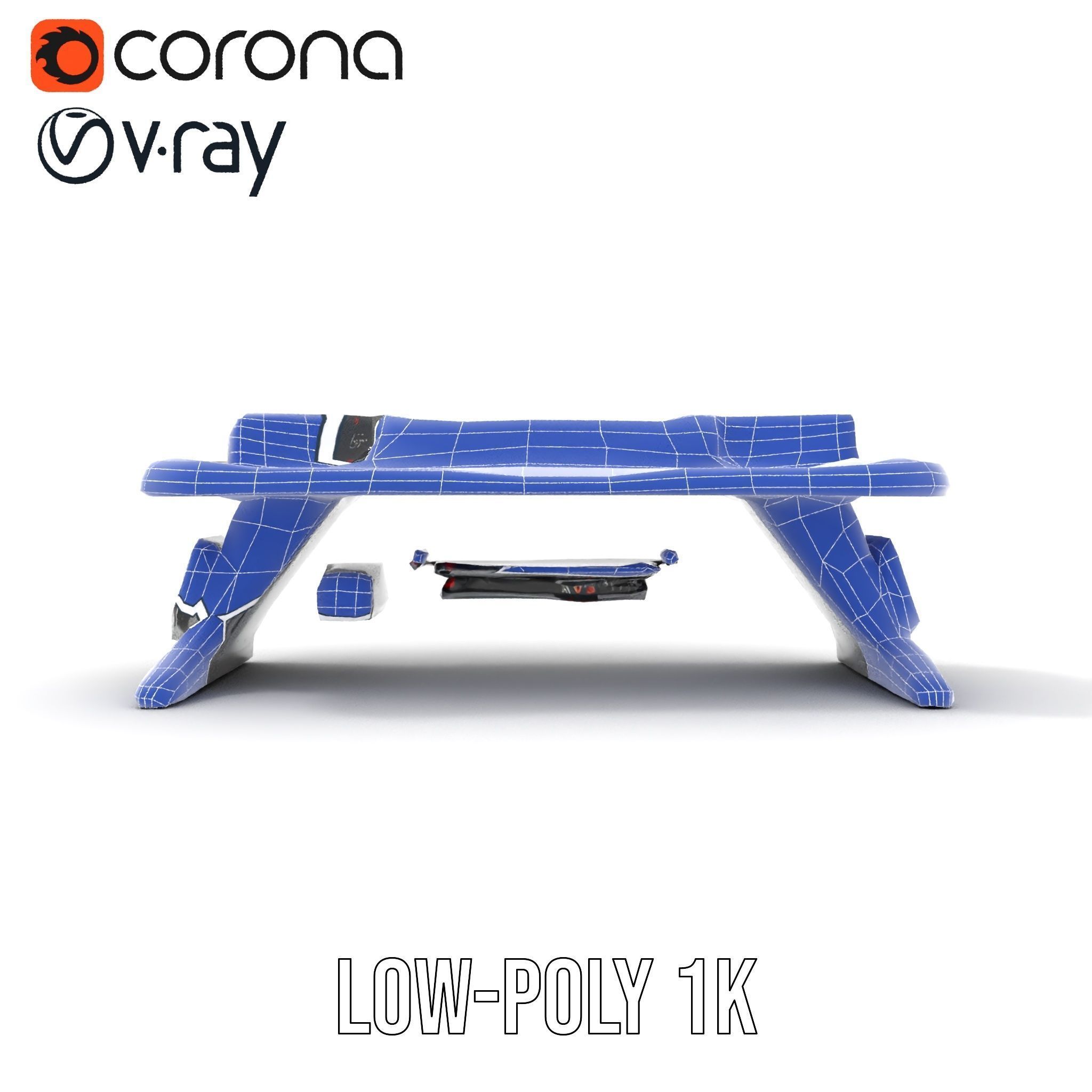 Futuristic Control Desk Model Pack with Integrated Screens Low-poly 3D model_31