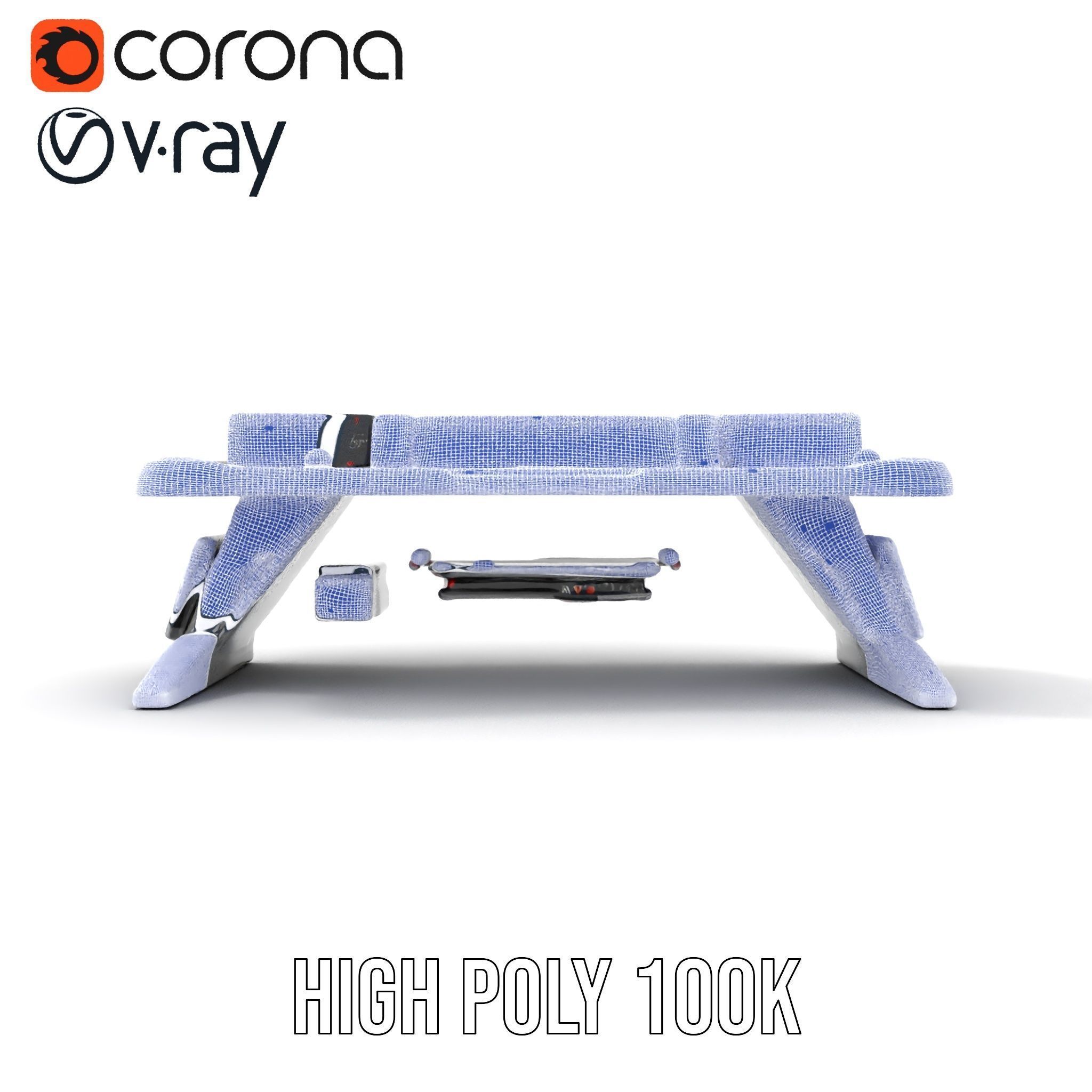 Futuristic Control Desk Model Pack with Integrated Screens Low-poly 3D model_35