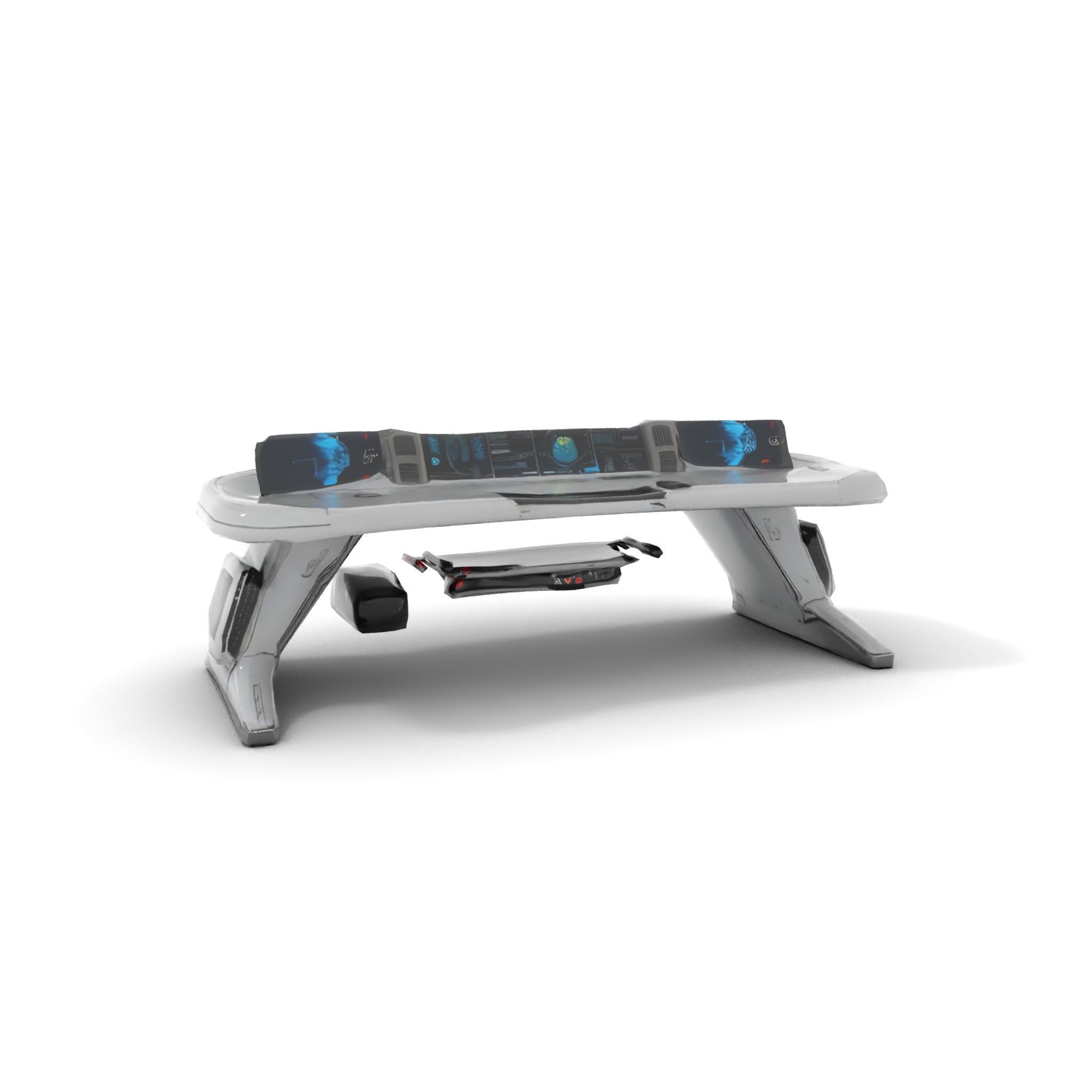 Futuristic Control Desk Model Pack with Integrated Screens Low-poly 3D model_8