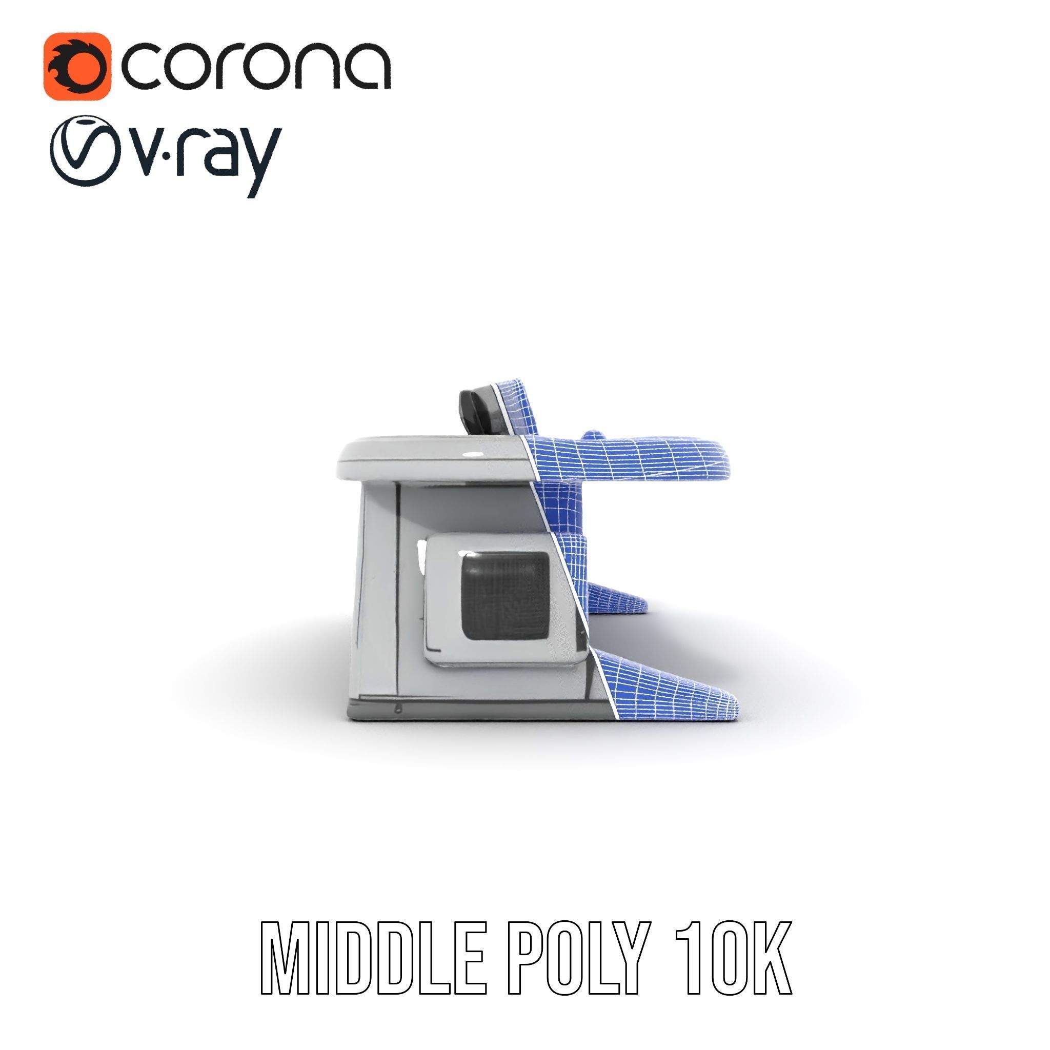 Futuristic Control Desk Model Pack with Integrated Screens Low-poly 3D model_27