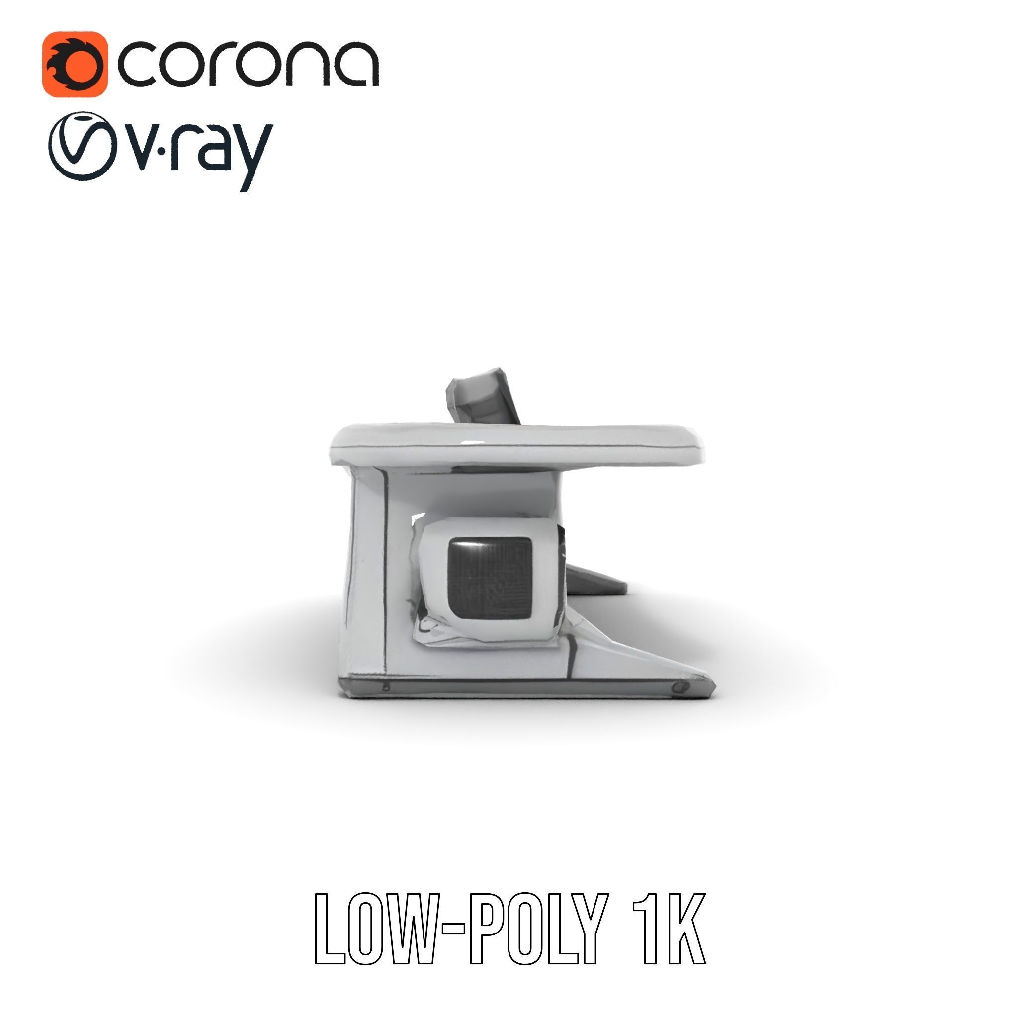 Futuristic Control Desk Model Pack with Integrated Screens Low-poly 3D model_15