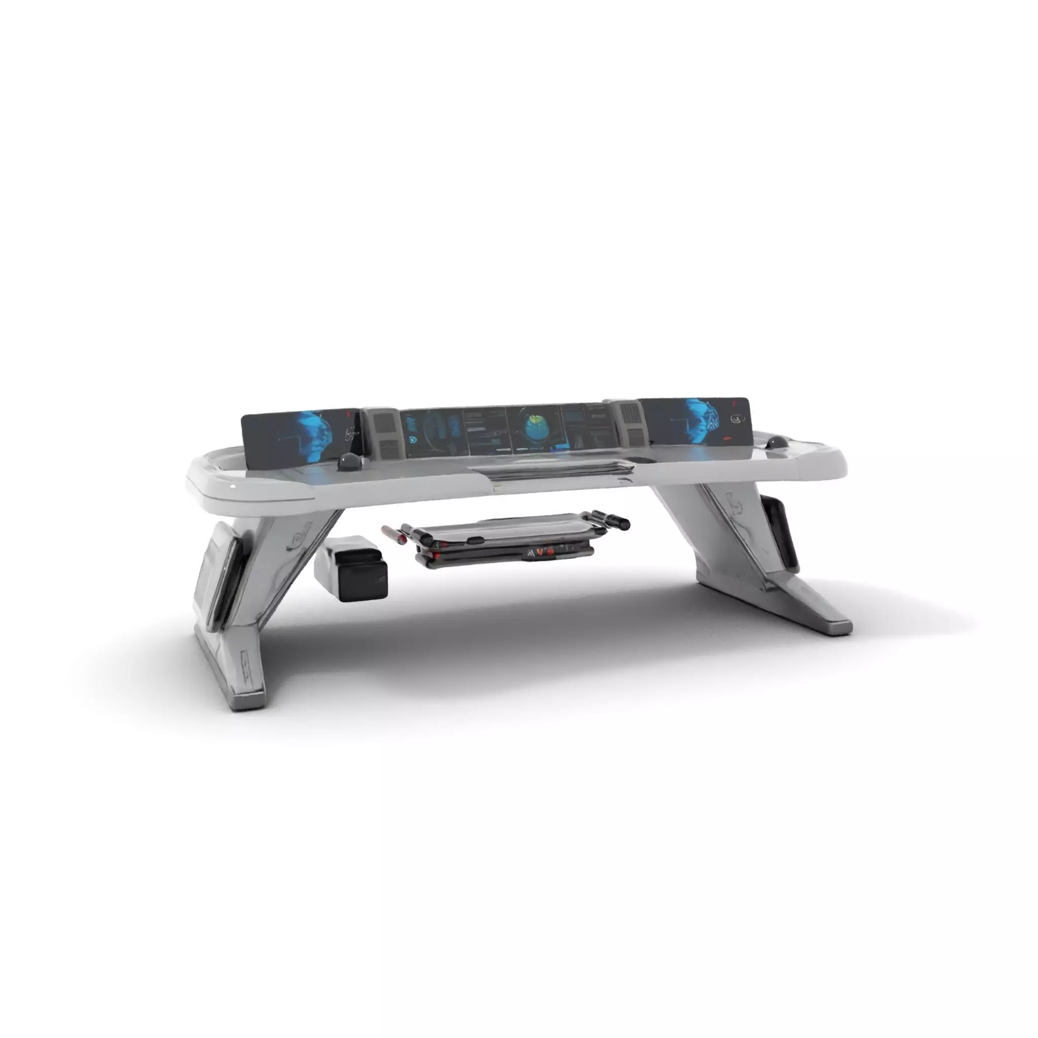 Futuristic Control Desk Model Pack with Integrated Screens Low-poly 3D model_0