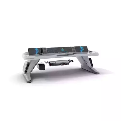 Futuristic Control Desk Model Pack with Integrated Screens Low-poly 3D model