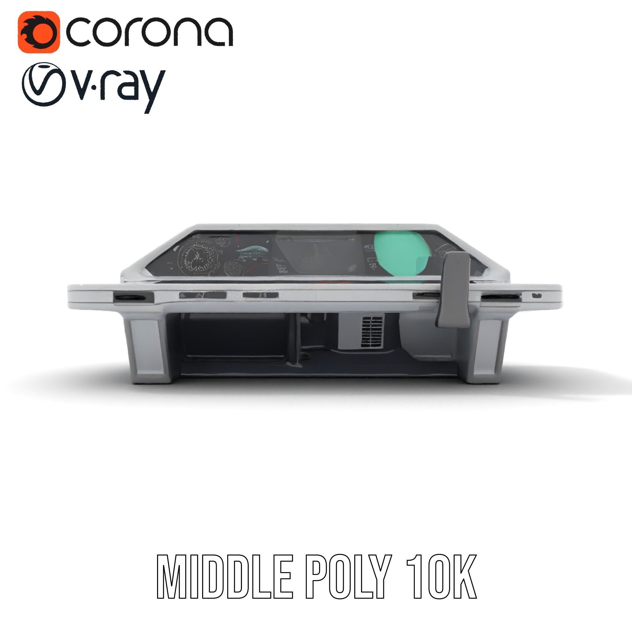 Futuristic Command Console Model Pack Low-poly 3D model_16