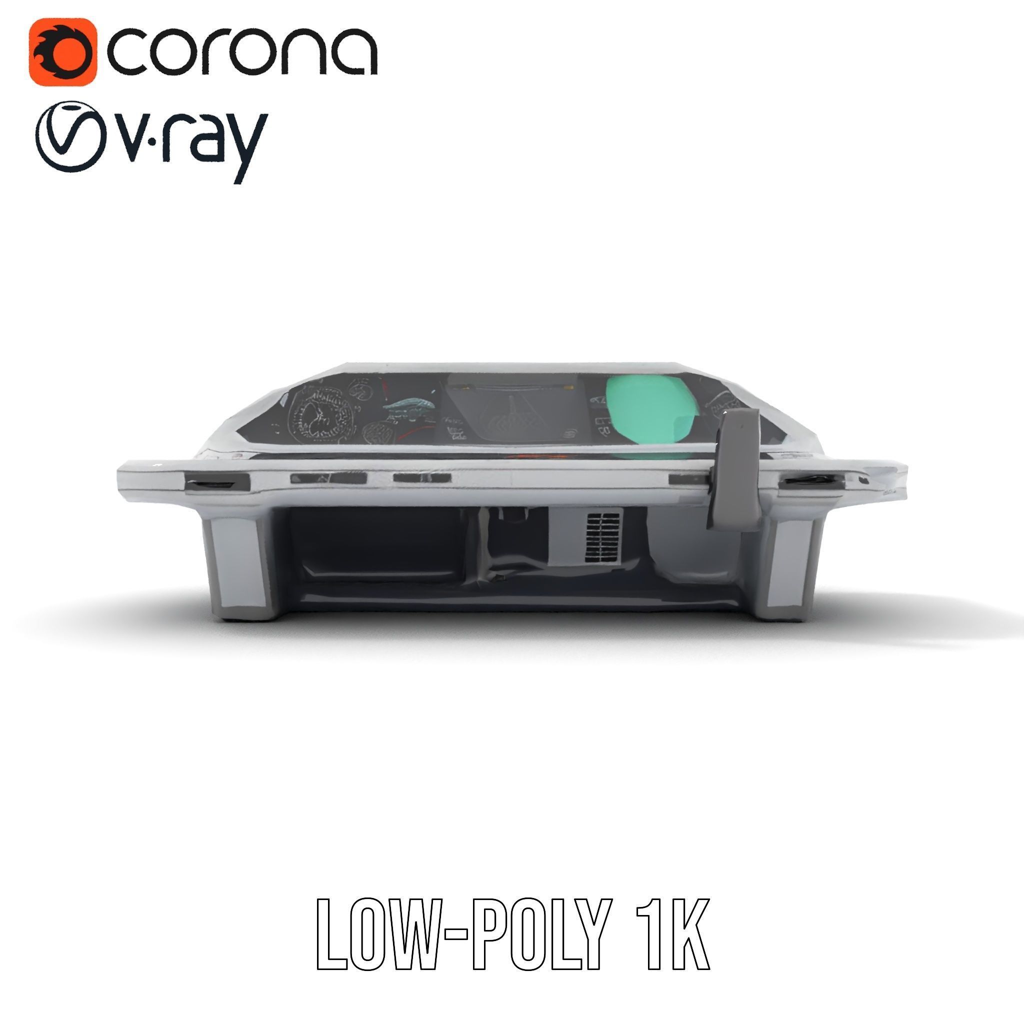 Futuristic Command Console Model Pack Low-poly 3D model_15