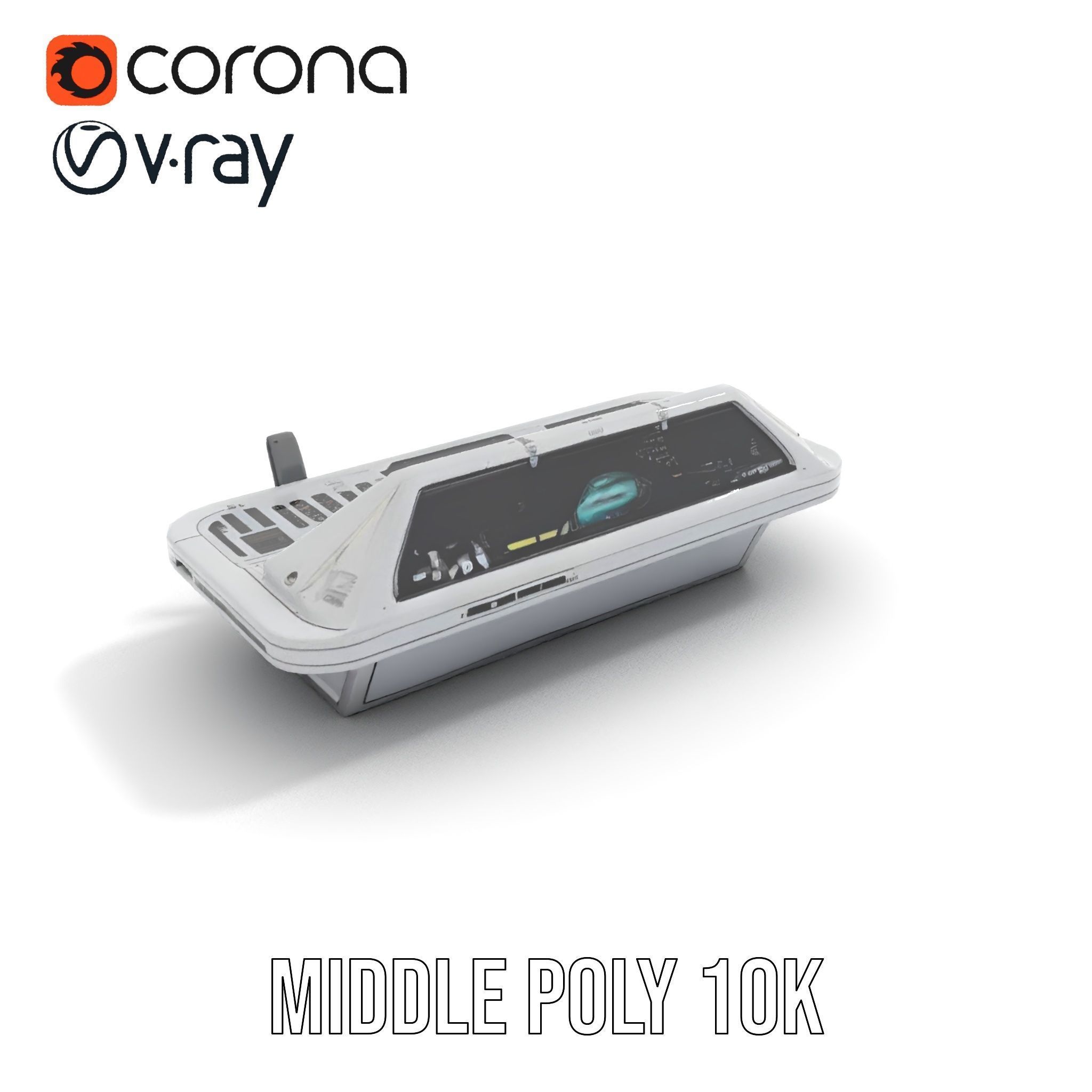 Futuristic Command Console Model Pack Low-poly 3D model_6