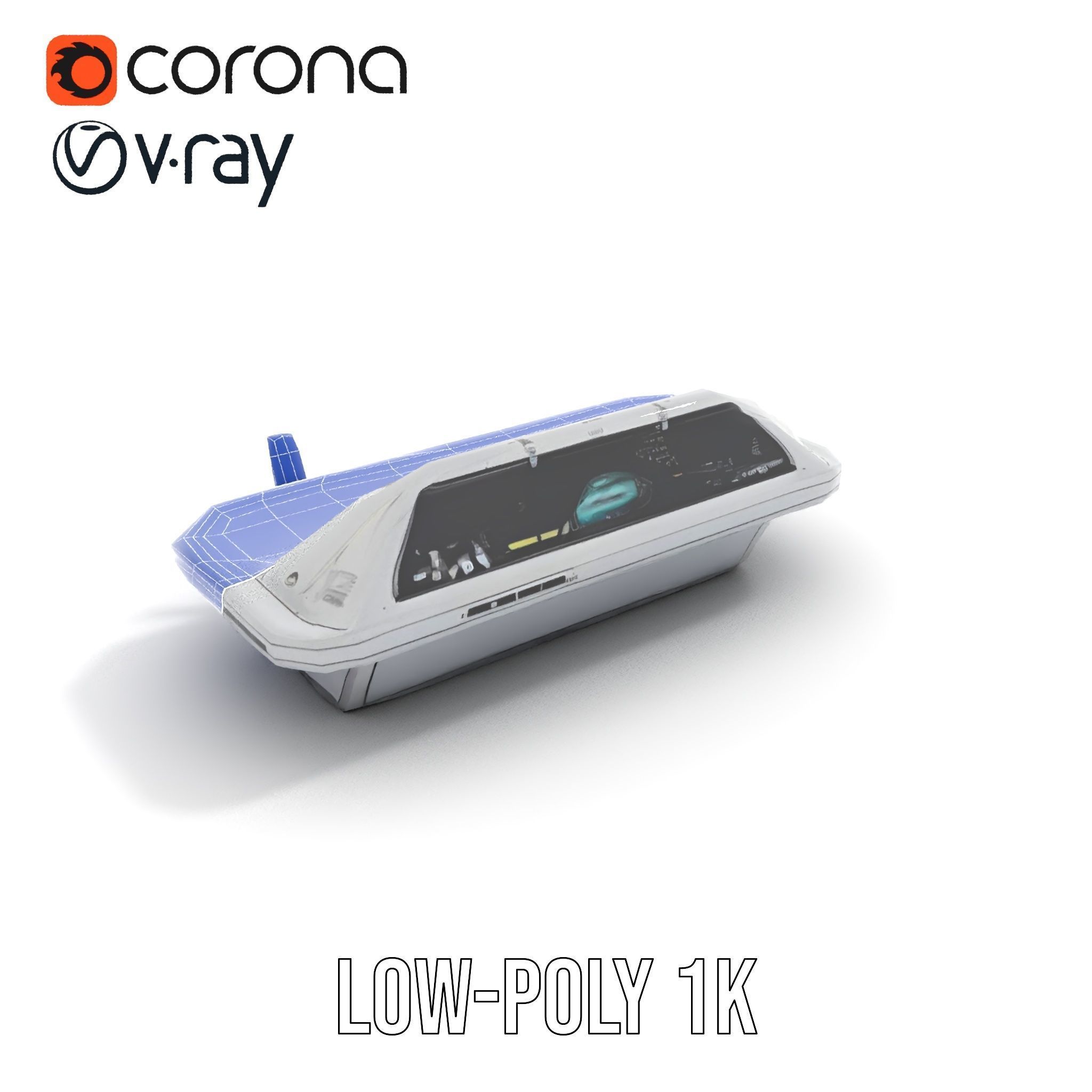 Futuristic Command Console Model Pack Low-poly 3D model_17