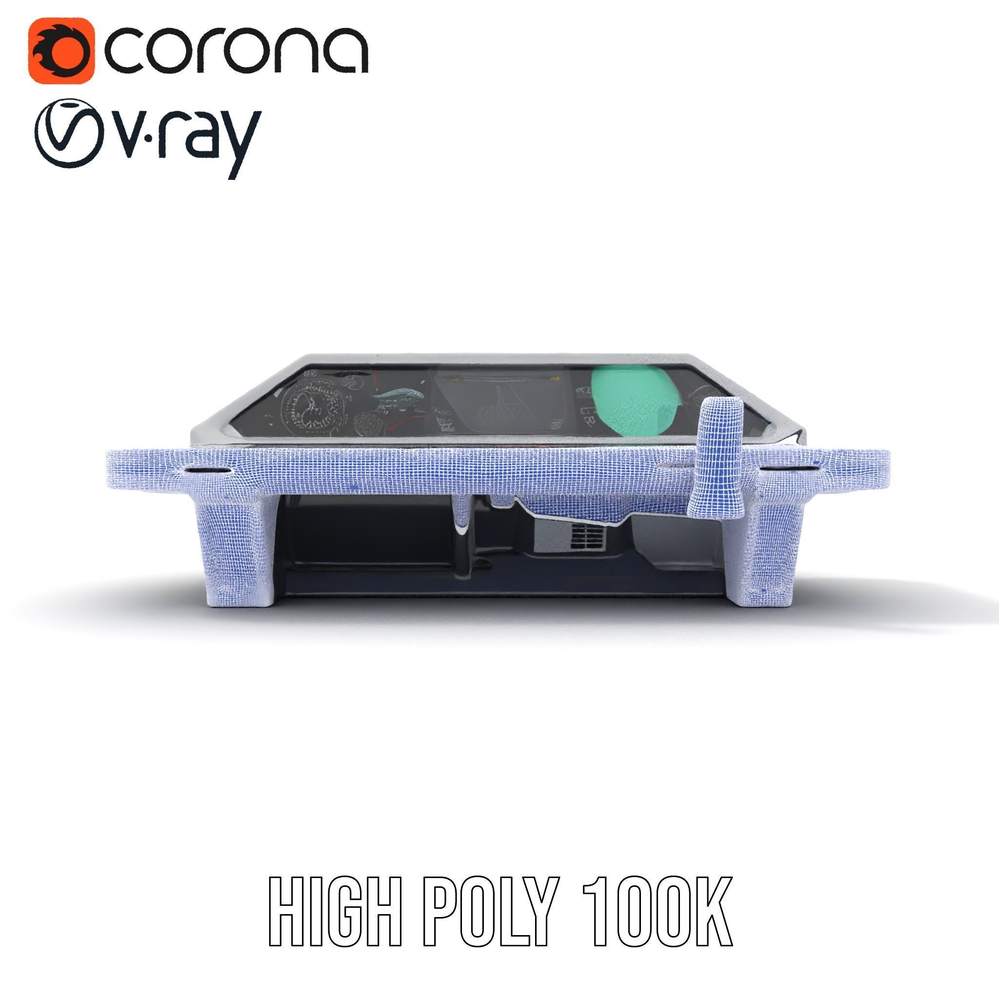 Futuristic Command Console Model Pack Low-poly 3D model_35