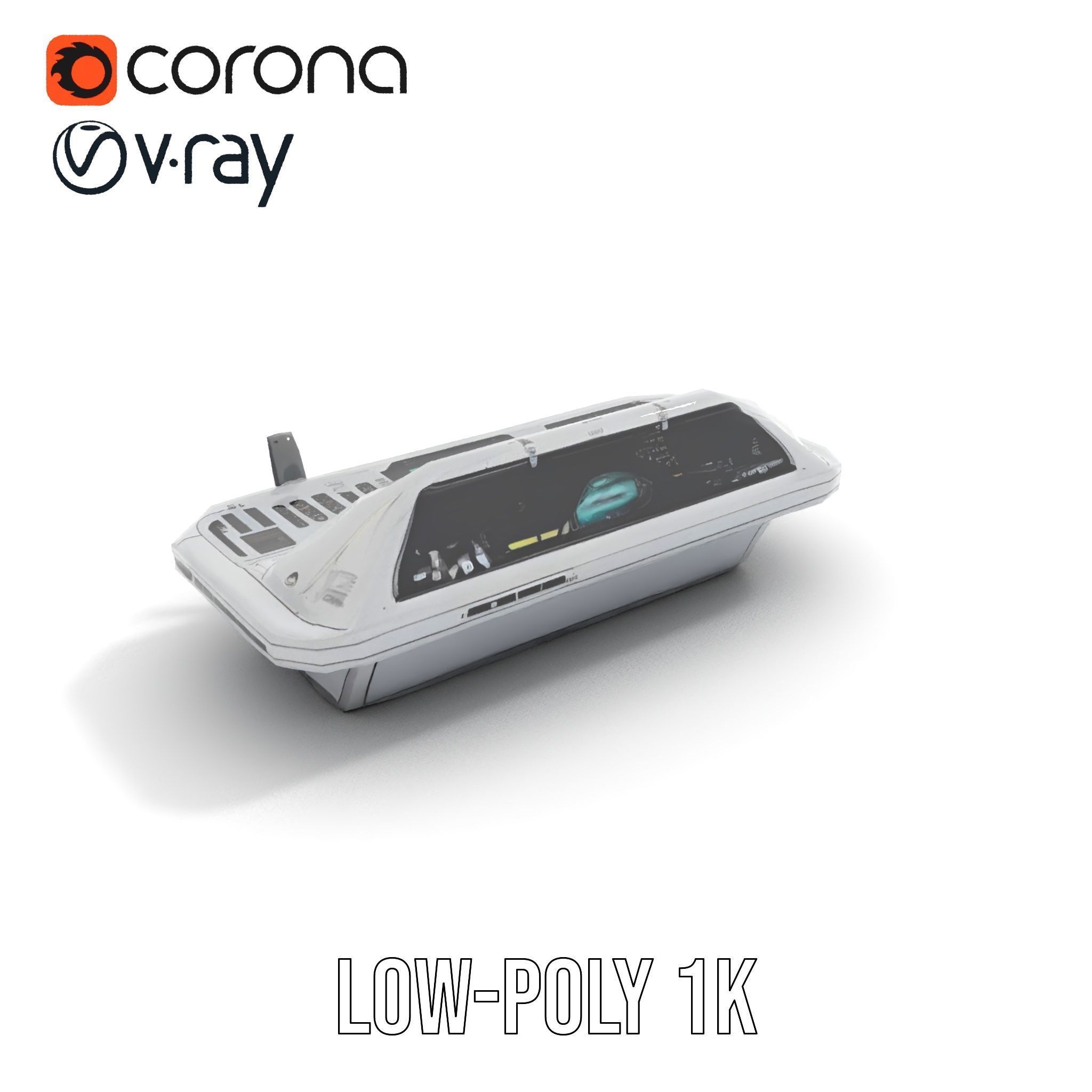 Futuristic Command Console Model Pack Low-poly 3D model_8