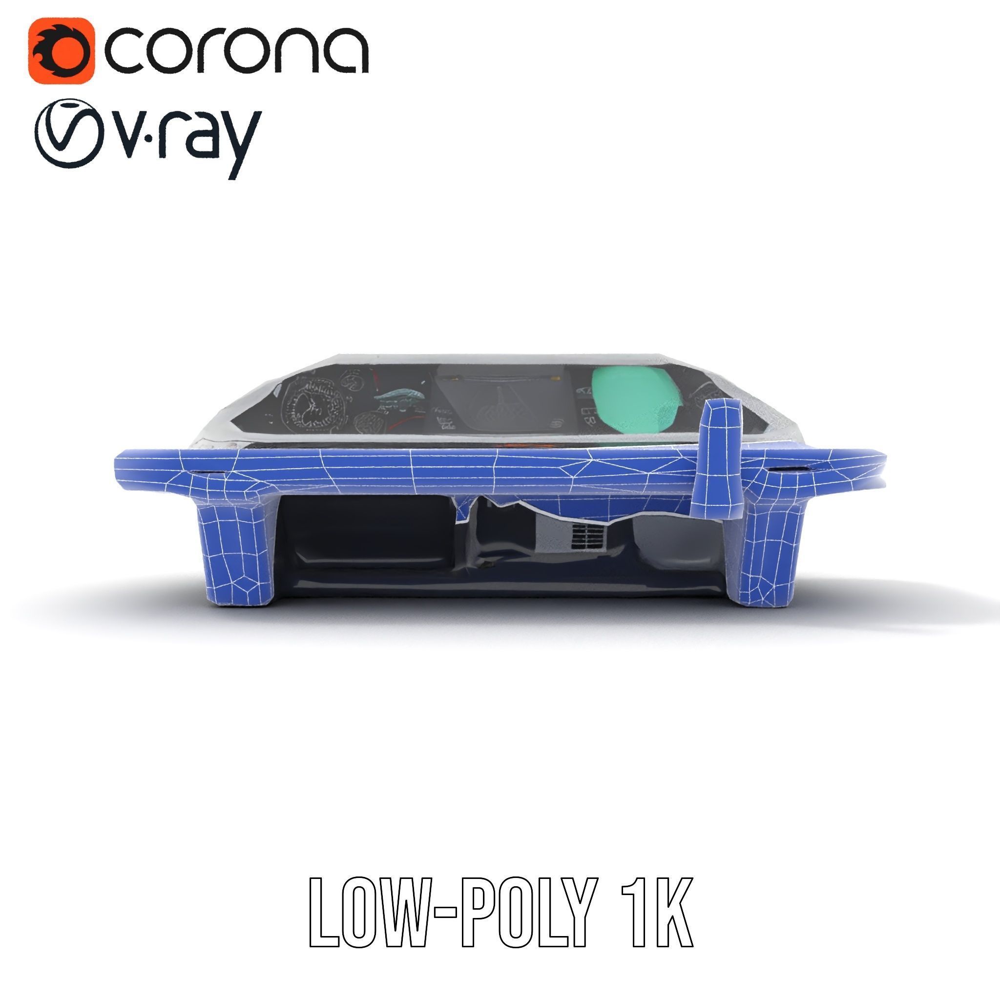 Futuristic Command Console Model Pack Low-poly 3D model_32