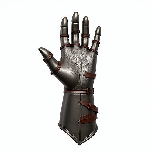 Medieval Knight Gauntlet 3D Model - Engraved Armor Glove Low-poly 3D model