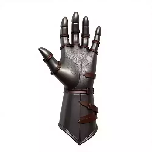Medieval Knight Gauntlet 3D Model - Engraved Armor Glove