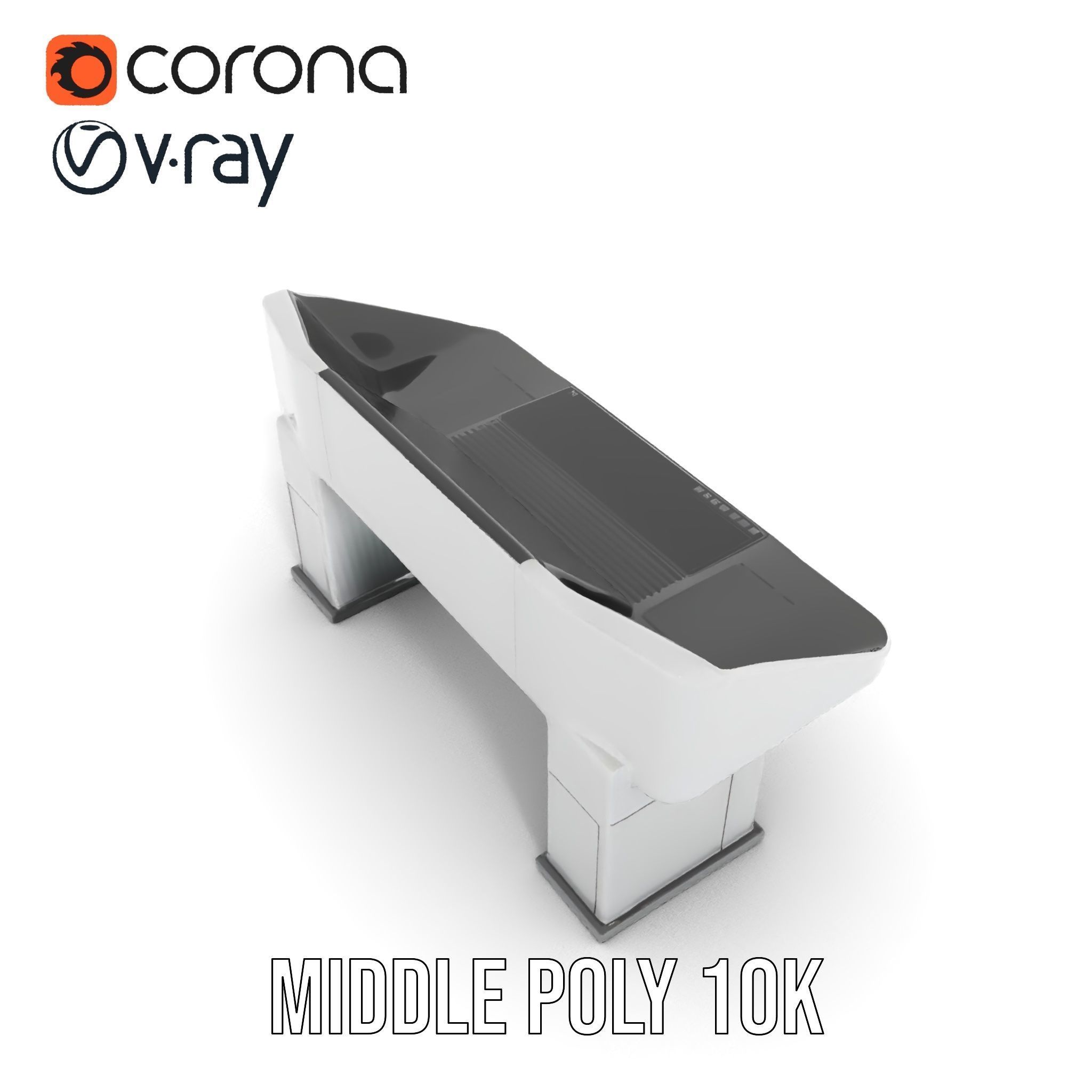 Modern Control Desk with Screen model pack Low-poly 3D model_7