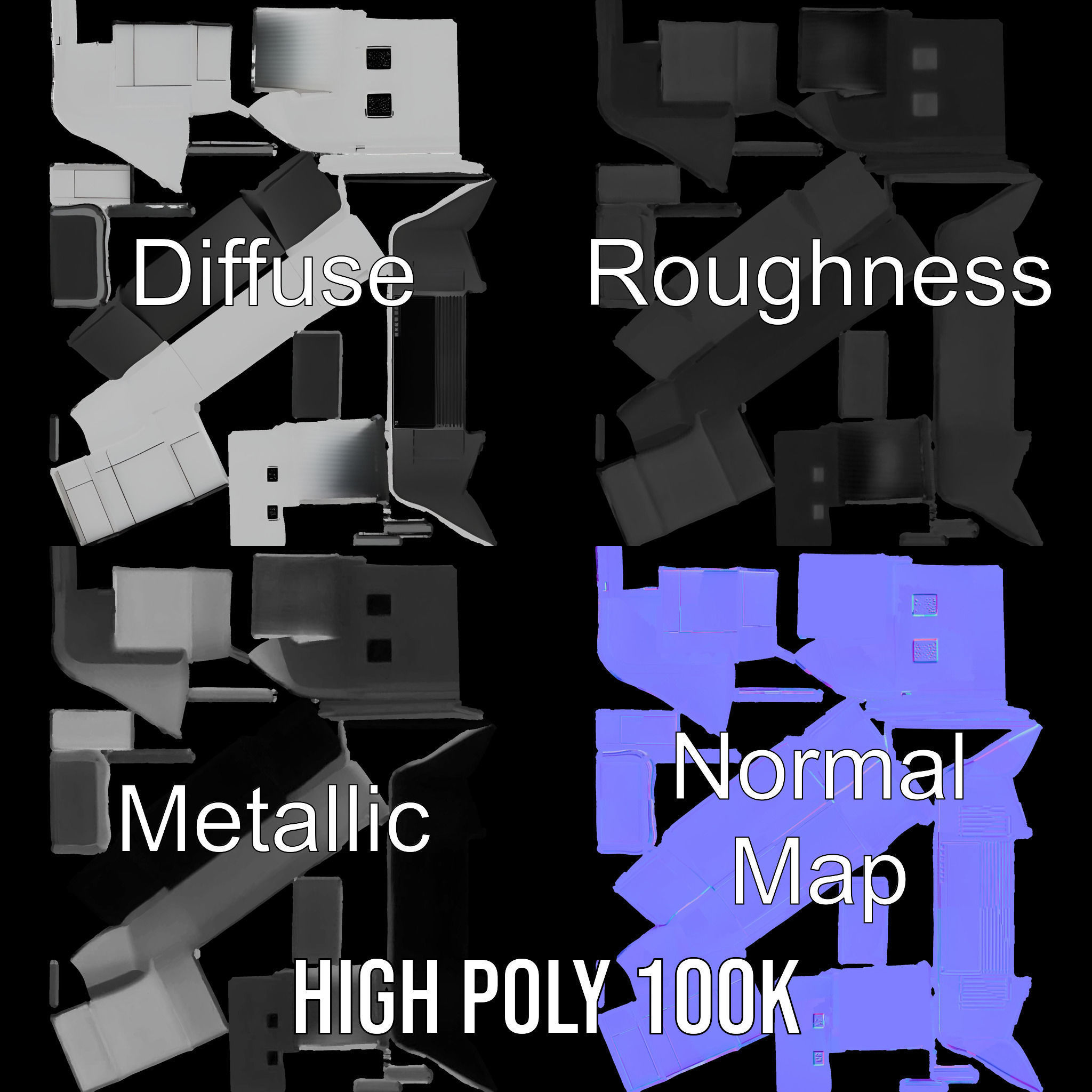 Modern Control Desk with Screen model pack Low-poly 3D model_4