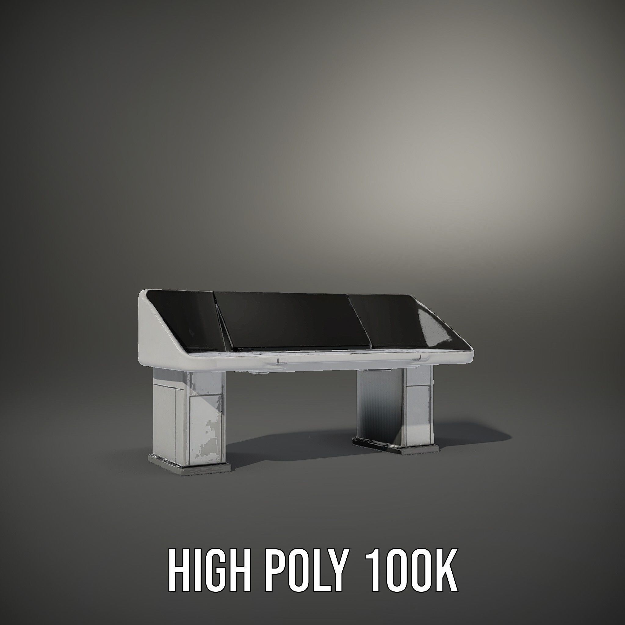 Modern Control Desk with Screen model pack Low-poly 3D model_9