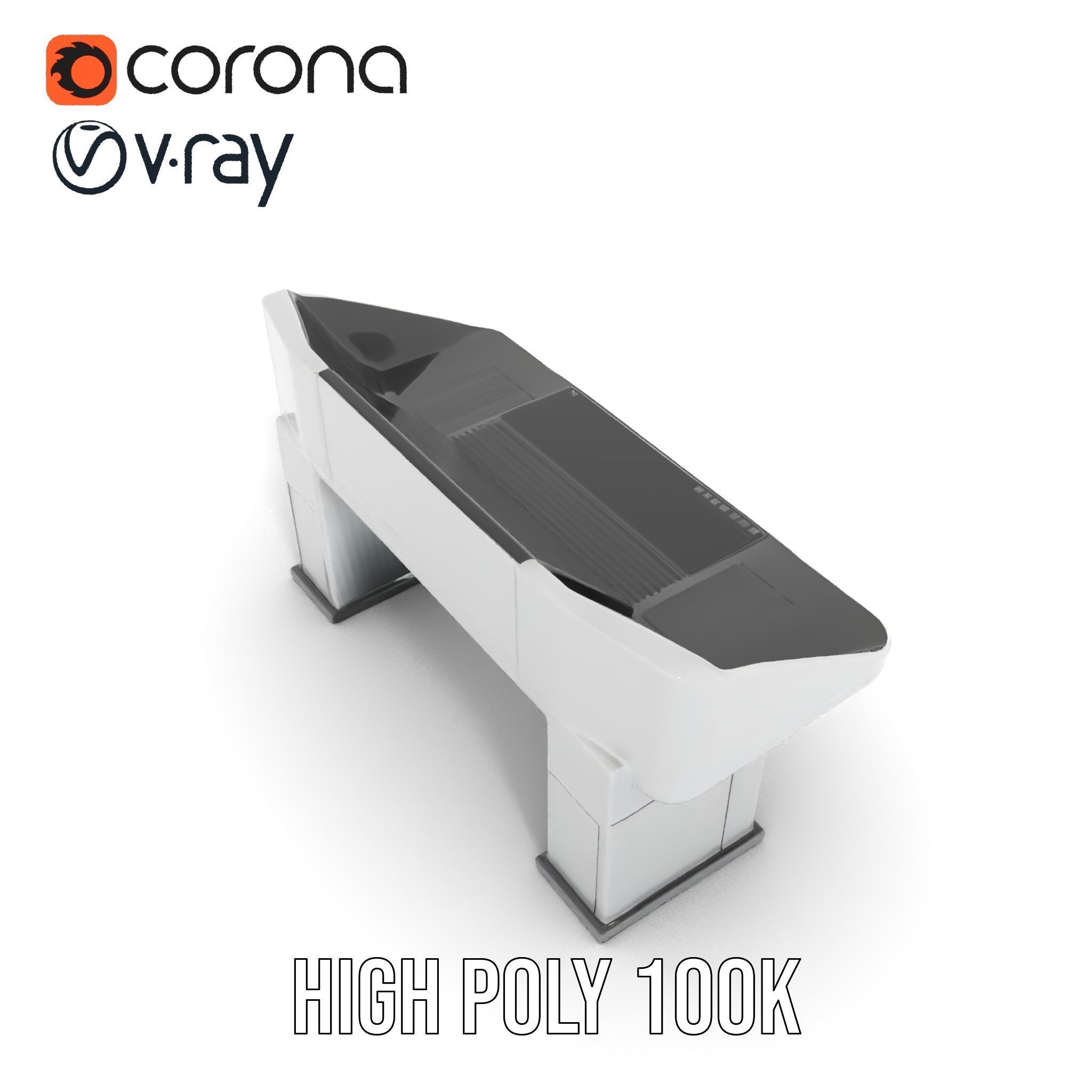 Modern Control Desk with Screen model pack Low-poly 3D model_19