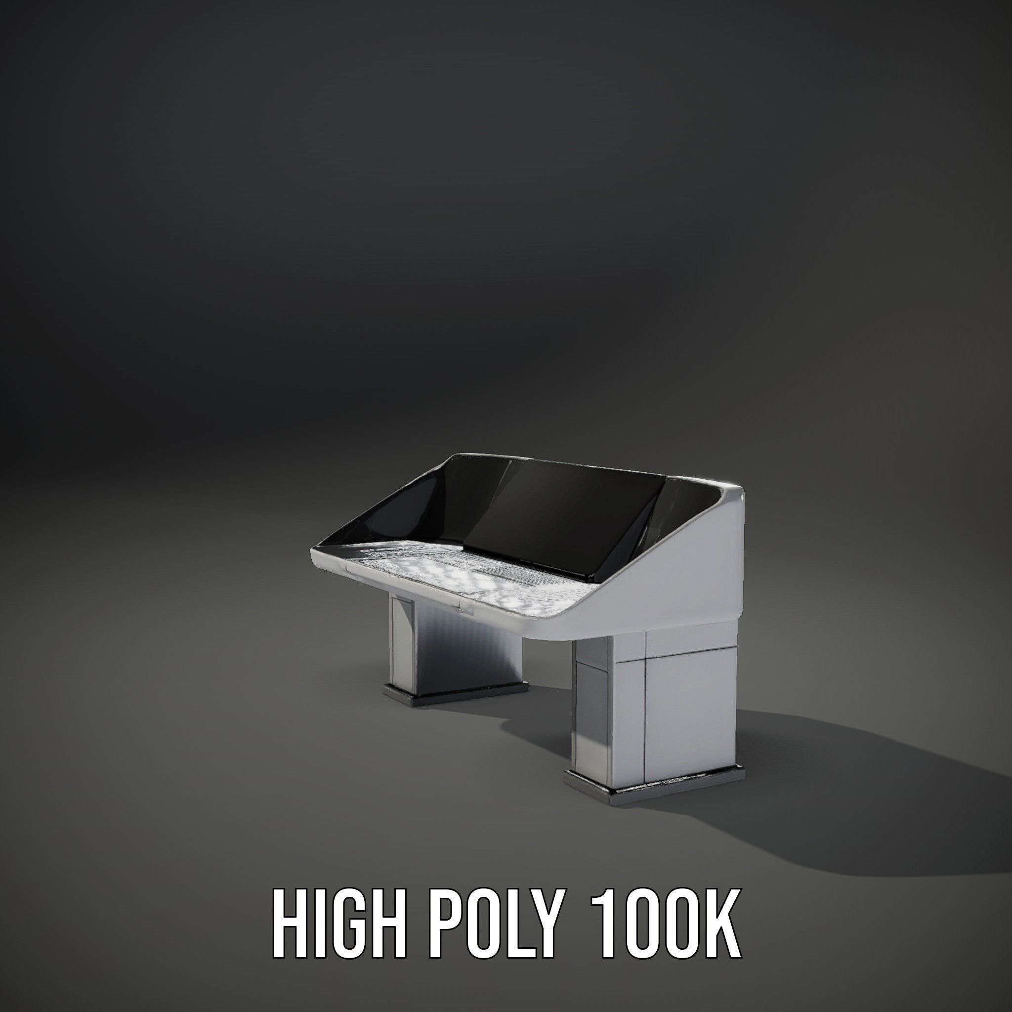 Modern Control Desk with Screen model pack Low-poly 3D model_11