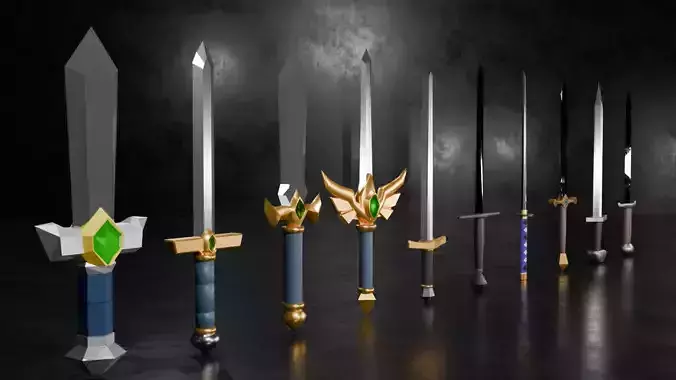 10 Low-Poly Sword Models Low-poly 3D model