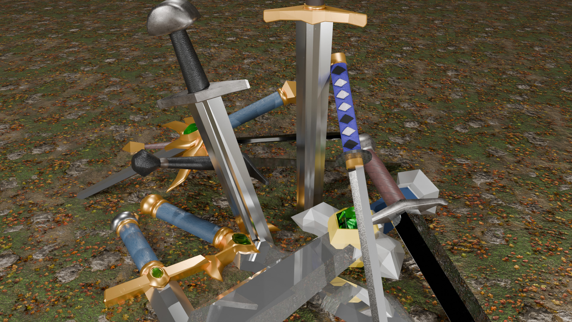 10 Low-Poly Sword Models Low-poly 3D model_12