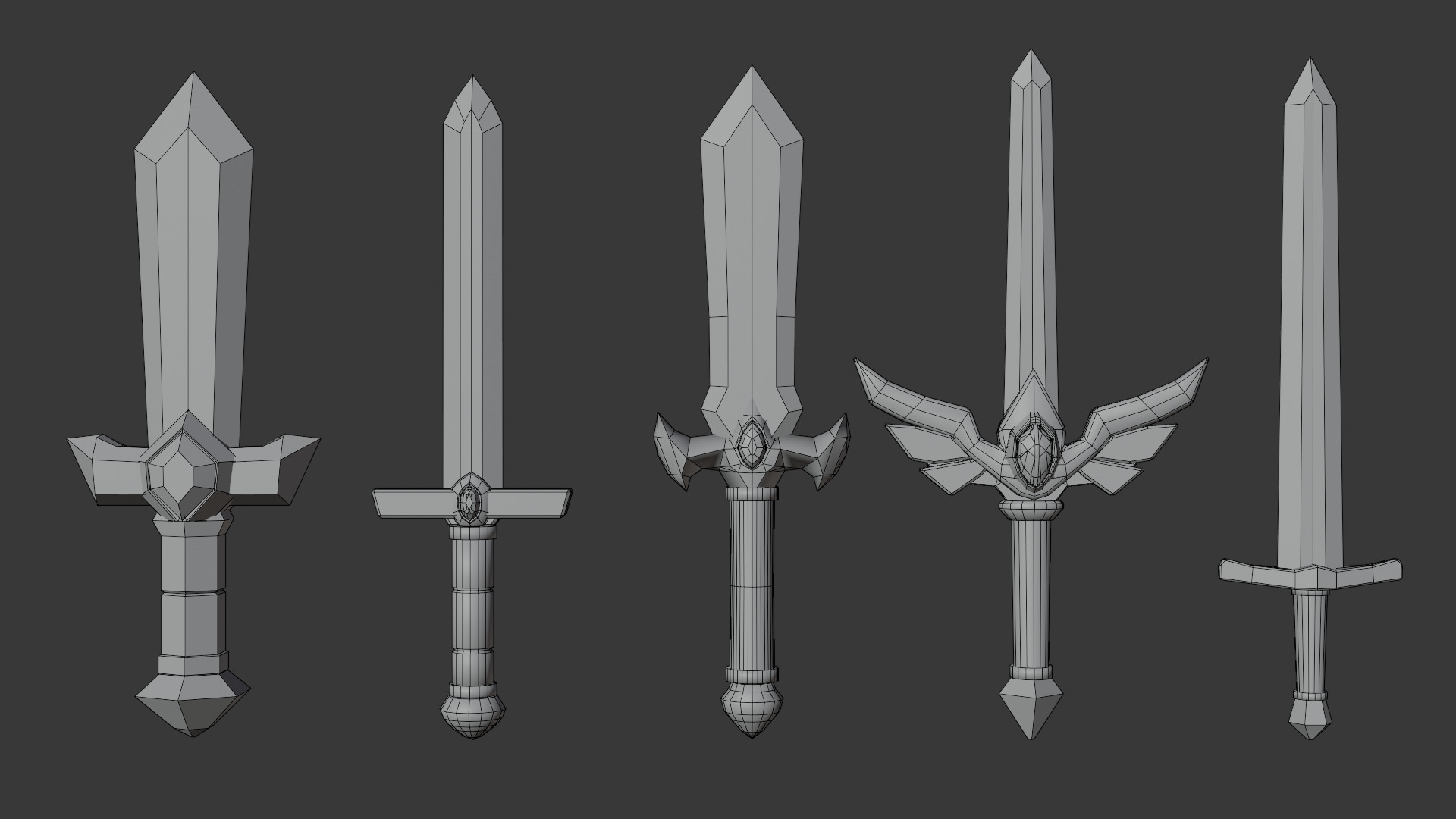 10 Low-Poly Sword Models Low-poly 3D model_10