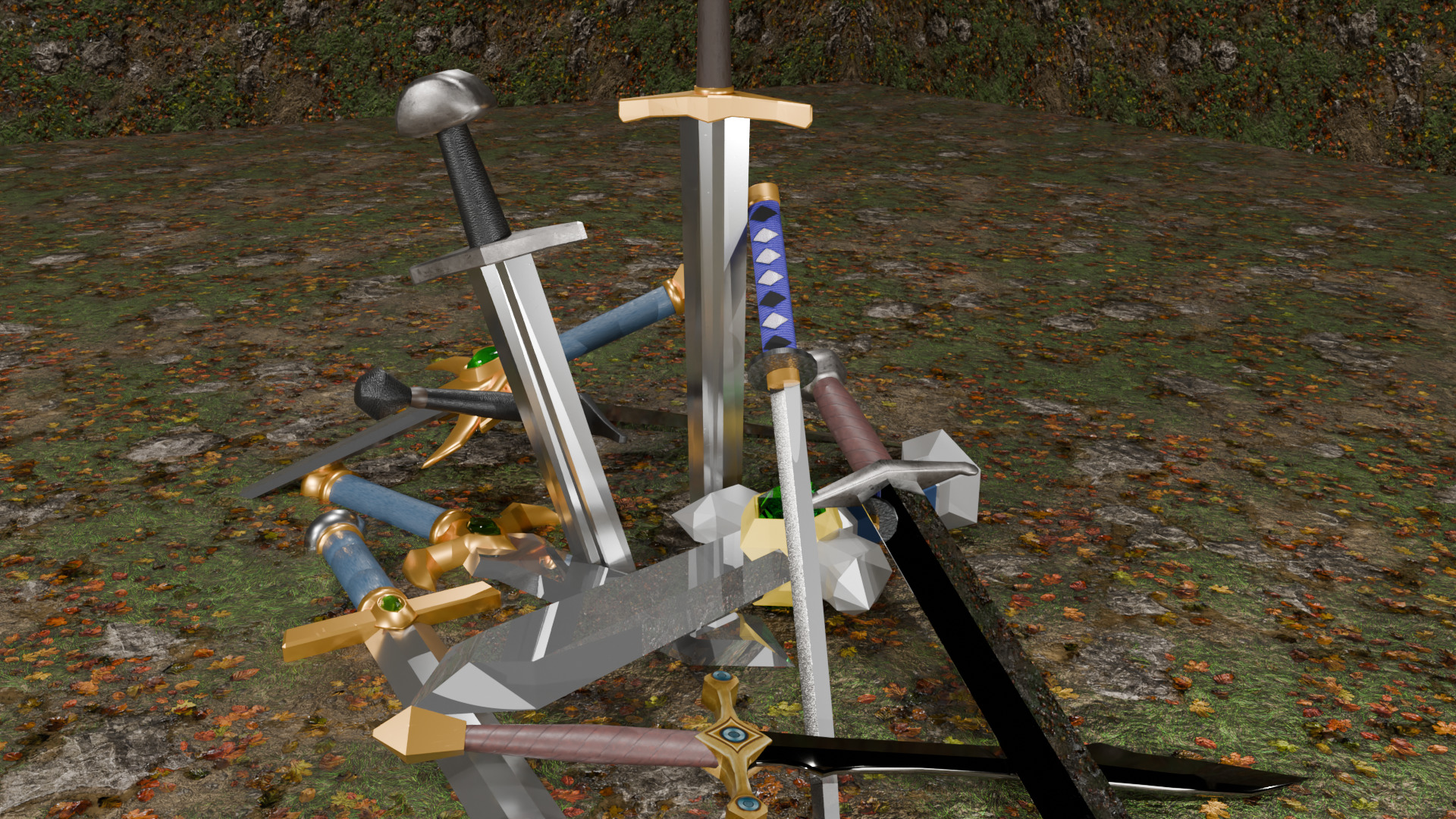 10 Low-Poly Sword Models Low-poly 3D model_13