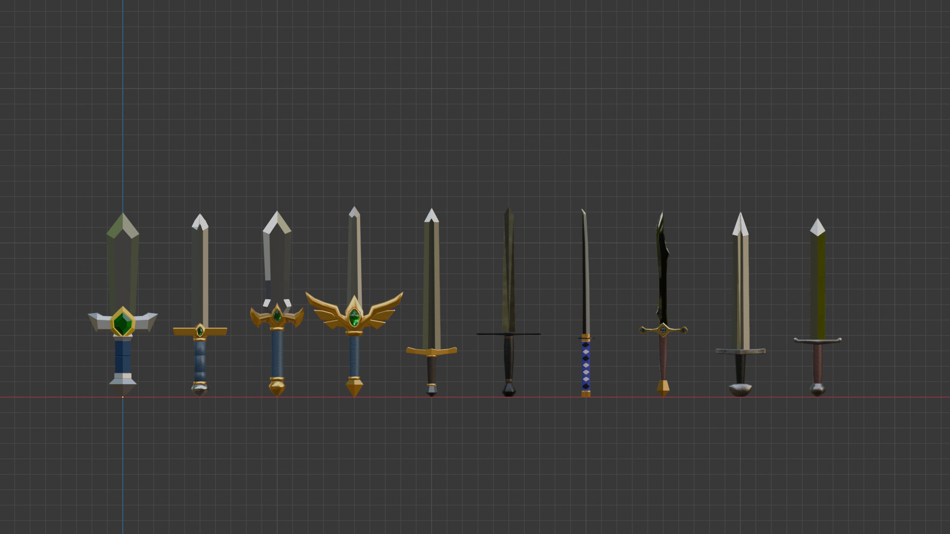10 Low-Poly Sword Models Low-poly 3D model_15